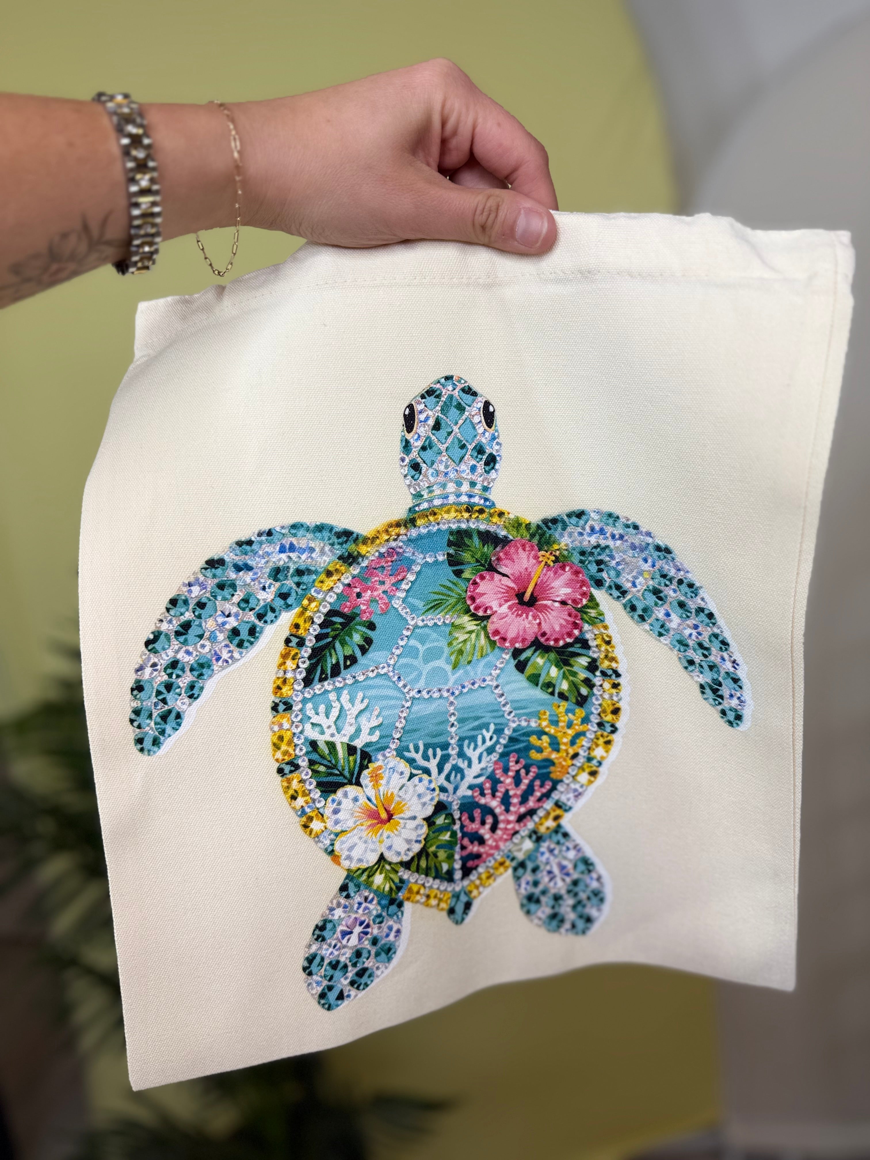 🐢 Island Jewel Sea Turtle Tote-Heathered Boho-Heathered Boho Boutique, Women's Fashion and Accessories in Palmetto, FL