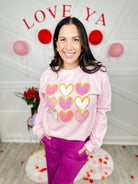 Glitter Hearts Graphic Sweatshirt-125 Sweater-Heathered Boho-Heathered Boho Boutique, Women's Fashion and Accessories in Palmetto, FL