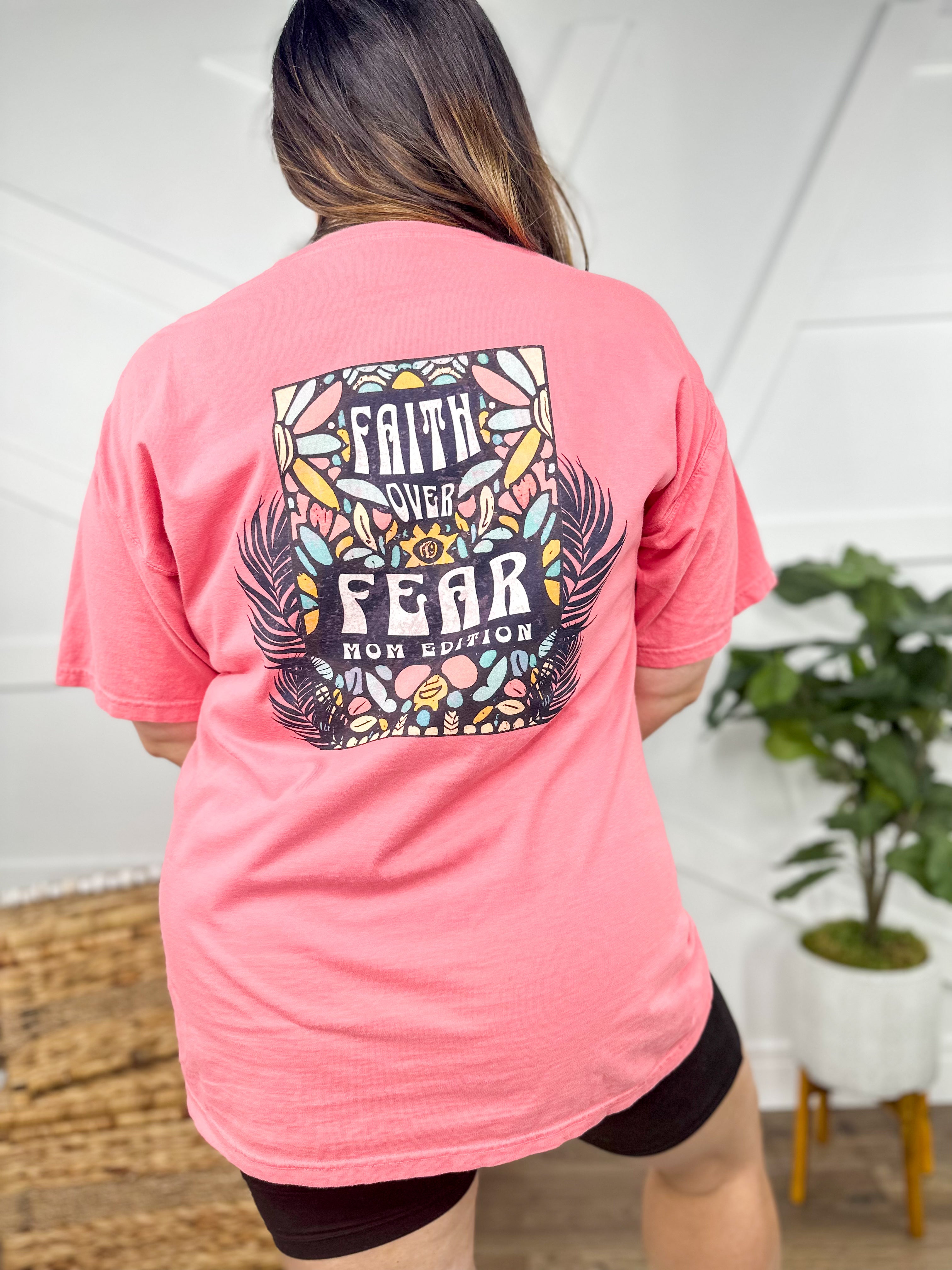 Faith Over Fear Mom Edition Graphic Tee-130 Graphic Tees-Heathered Boho-Heathered Boho Boutique, Women's Fashion and Accessories in Palmetto, FL