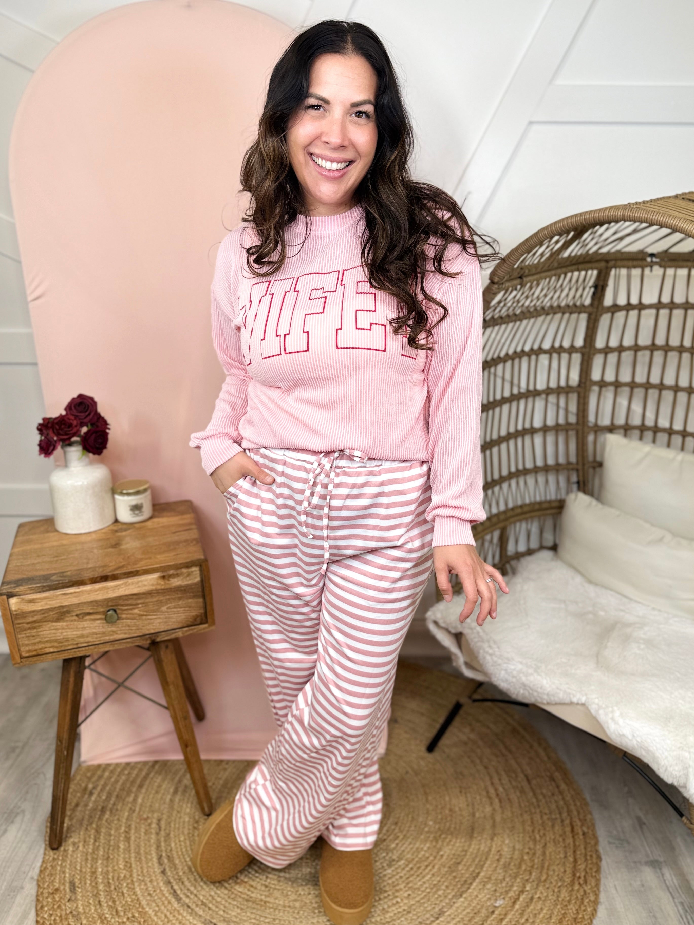 Wifey Graphic Ribbed Long Sleeve Top-120 Long Sleeve Tops-TRES BIEN-Heathered Boho Boutique, Women's Fashion and Accessories in Palmetto, FL