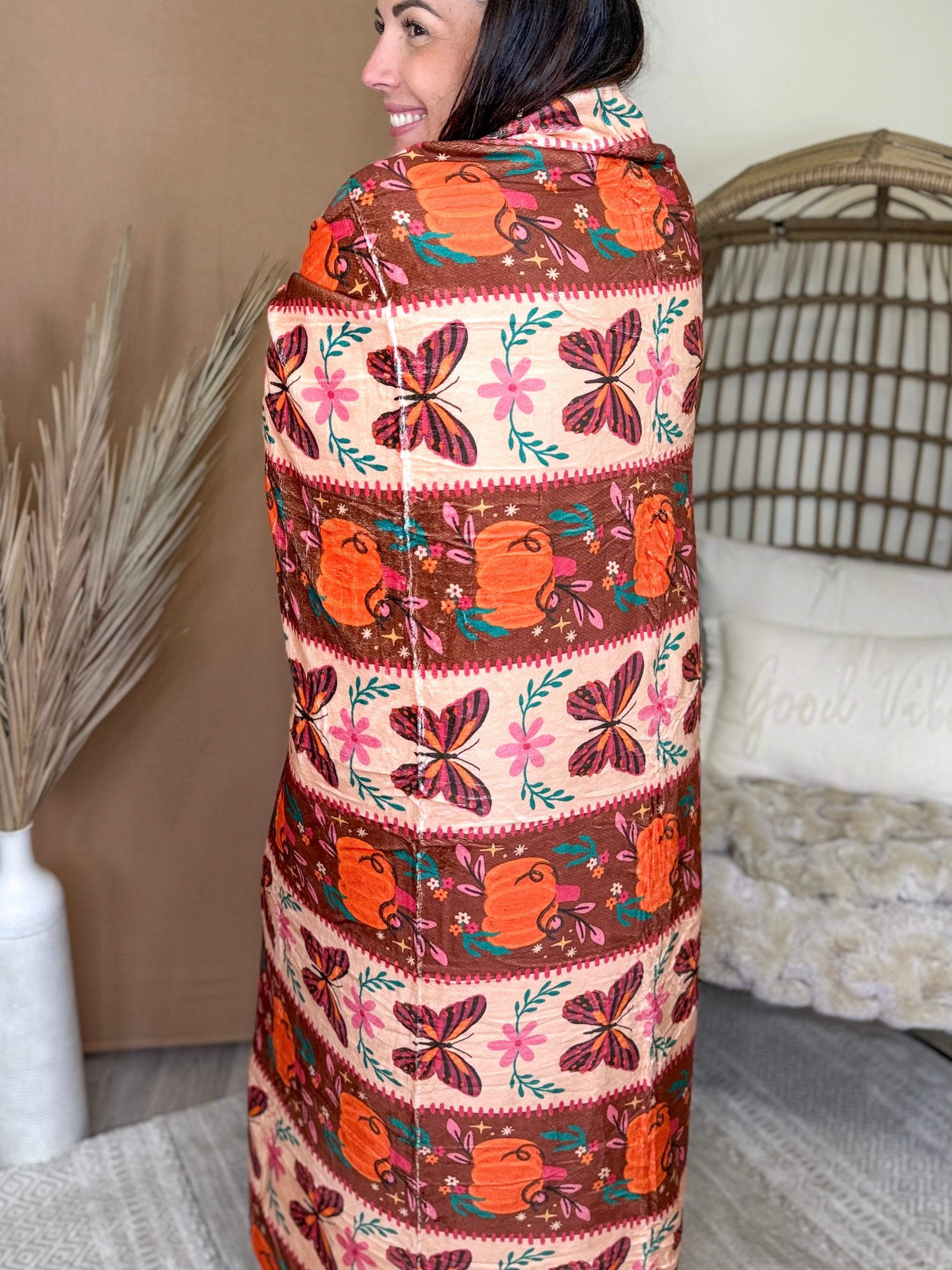 Flutter Into Fall Blanket-340 OTHER ACCESSORIES-ALIBABA-Heathered Boho Boutique, Women's Fashion and Accessories in Palmetto, FL