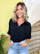Polished Ease Blouse-110 SHORT SLEEVE TOP-ZENANA-Heathered Boho Boutique, Women's Fashion and Accessories in Palmetto, FL