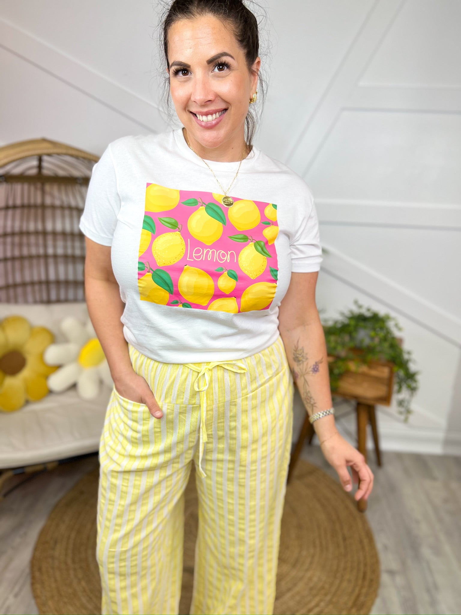 Fresh Squeeze Lemon Tee-110 SHORT SLEEVE TOP-GEEGEE-Heathered Boho Boutique, Women's Fashion and Accessories in Palmetto, FL