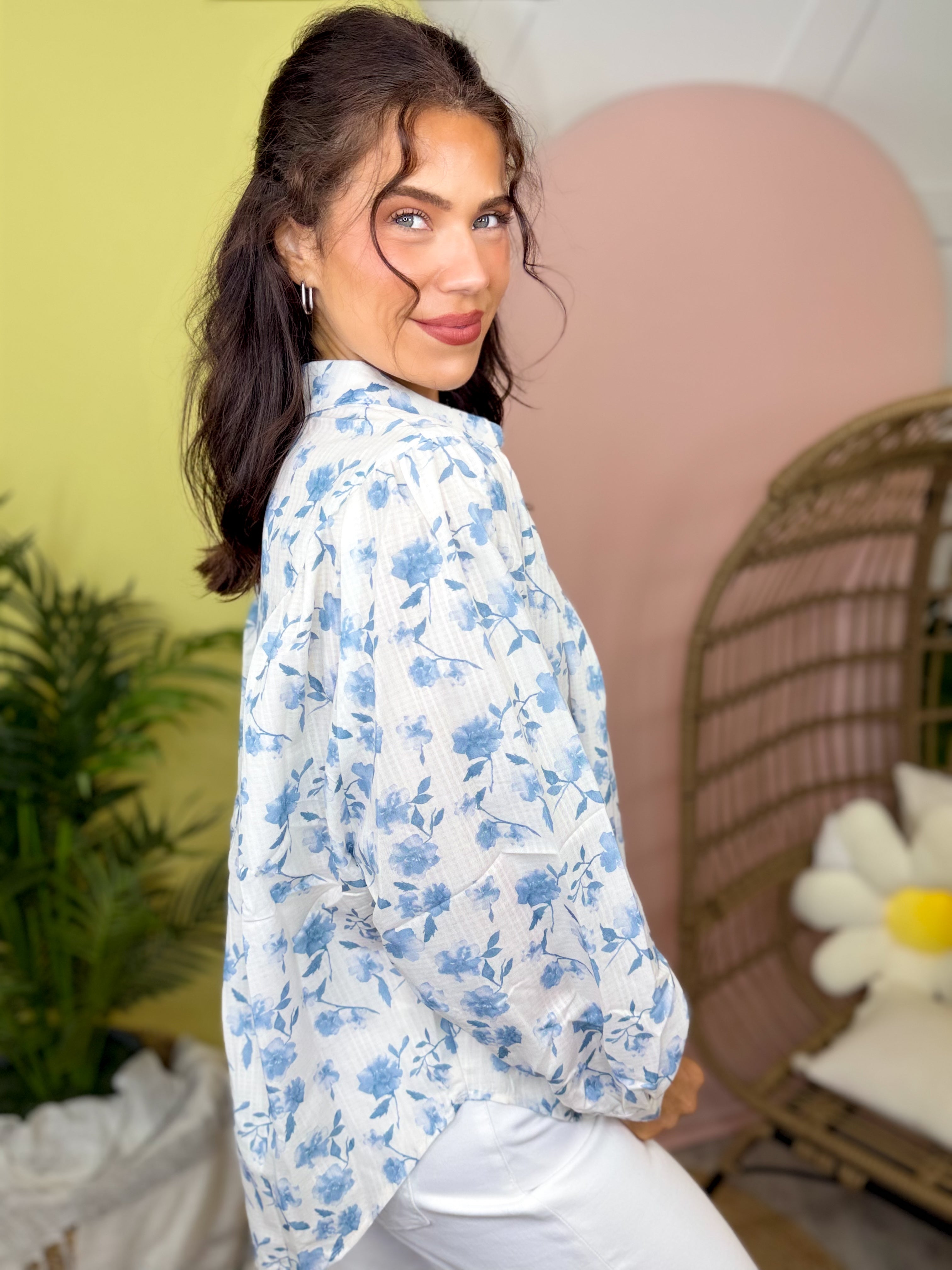 Petal Muse Button Down Top-120 LONG SLEEVE TOPS-SEW IN LOVE-Heathered Boho Boutique, Women's Fashion and Accessories in Palmetto, FL