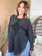 Against The Grain Mesh Sweatshirt-125 SWEATER-Pebby Forevee-Heathered Boho Boutique, Women's Fashion and Accessories in Palmetto, FL
