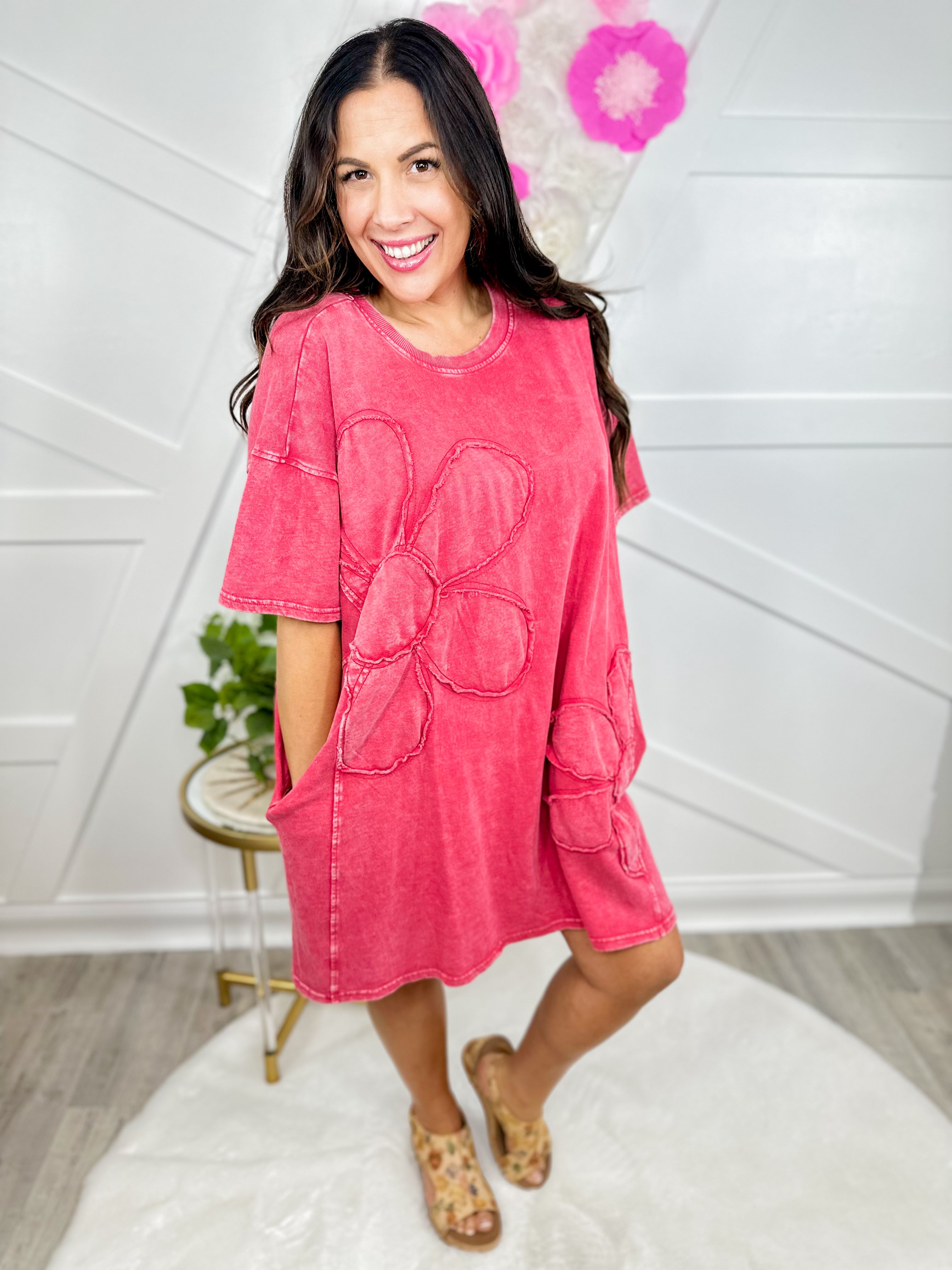 Blooming Breeze T-Shirt Dress-230 Dresses/Jumpsuits/Rompers-Easel-Heathered Boho Boutique, Women's Fashion and Accessories in Palmetto, FL