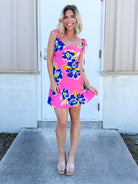 Electric Bloom Slip Dress-230 DRESSES/JUMPSUITS/ROMPERS-POLAGRAM-Heathered Boho Boutique, Women's Fashion and Accessories in Palmetto, FL