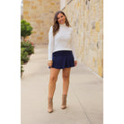 The Josie Navy Skort - Round 2-170 Skort/ Skirt-JuliaRoseWholesale-Heathered Boho Boutique, Women's Fashion and Accessories in Palmetto, FL