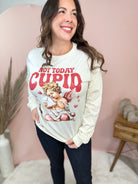 Not Today Cupid Graphic Long Sleeve-130 Graphic Tees-Heathered Boho-Heathered Boho Boutique, Women's Fashion and Accessories in Palmetto, FL