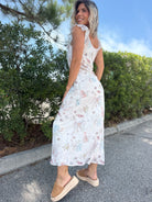 Coral Coast Ruffle Midi Dress-230 DRESSES/JUMPSUITS/ROMPERS-POLAGRAM-Heathered Boho Boutique, Women's Fashion and Accessories in Palmetto, FL
