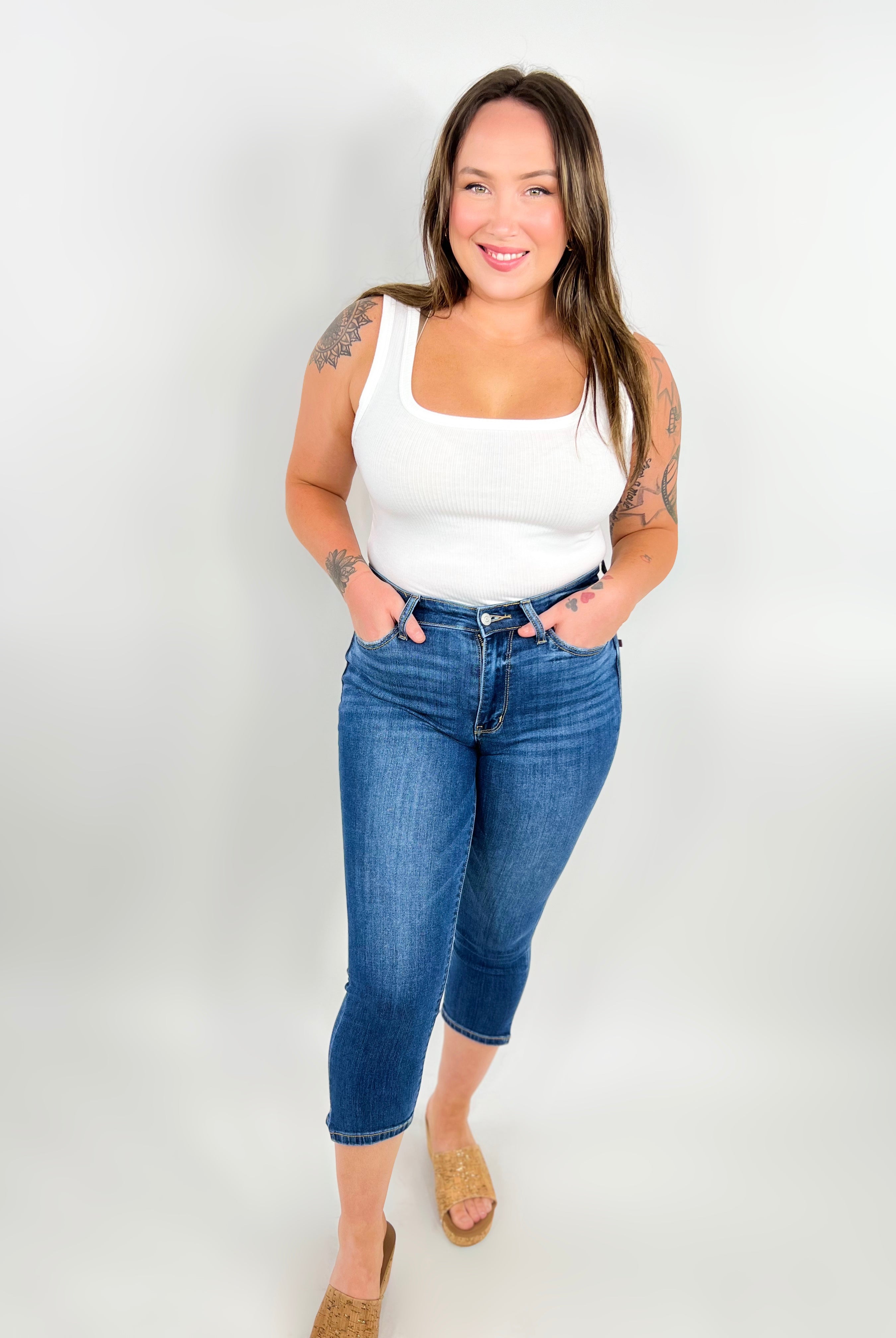 Part of Your World Capris by Judy Blue-190 Jeans-Judy Blue-Heathered Boho Boutique, Women's Fashion and Accessories in Palmetto, FL