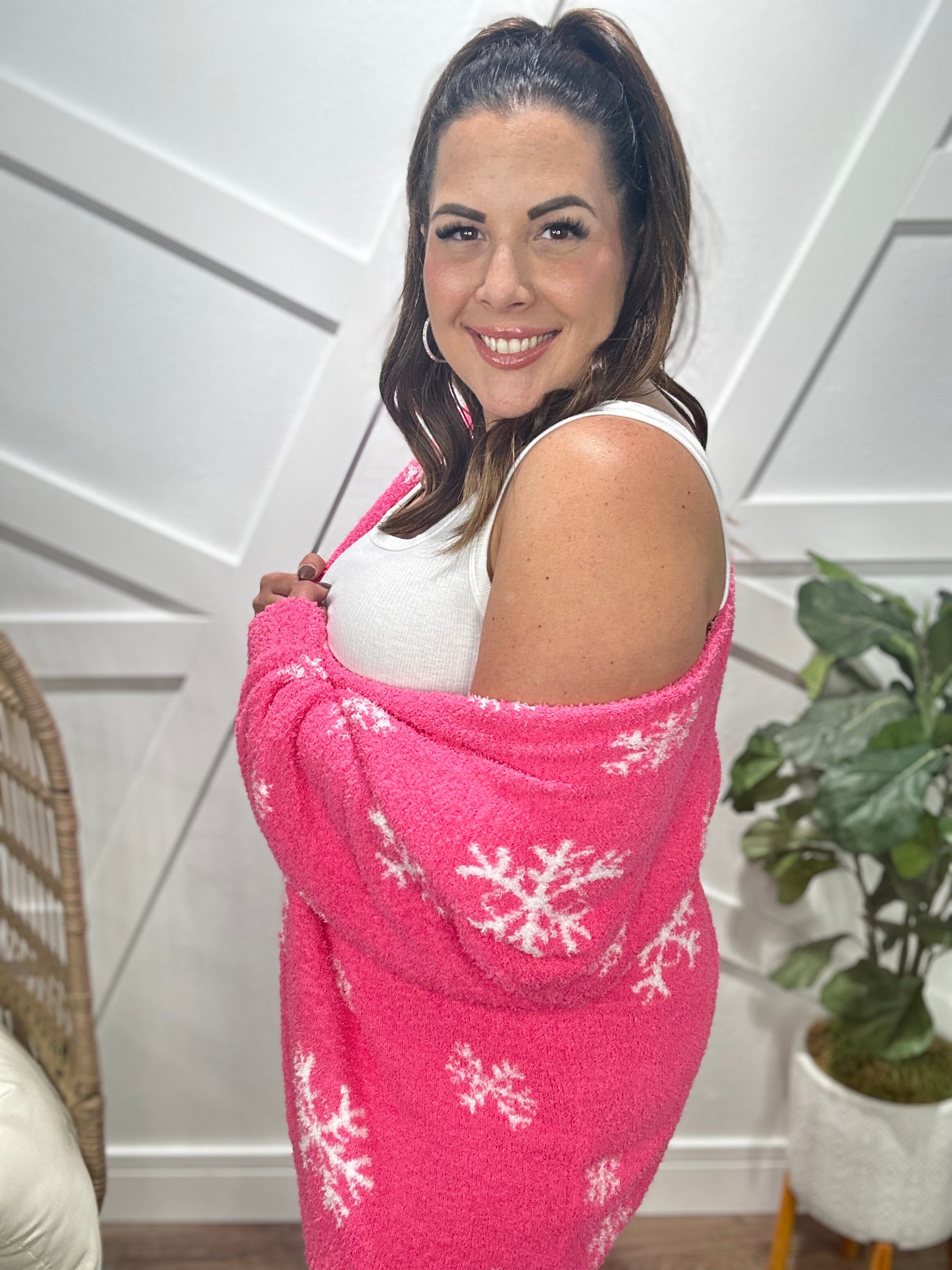 Clara REVERSIBLE Snowflake Ultra soft Cloud Cardigan-220 Cardigans/ Kimonos-Jady K-Heathered Boho Boutique, Women's Fashion and Accessories in Palmetto, FL