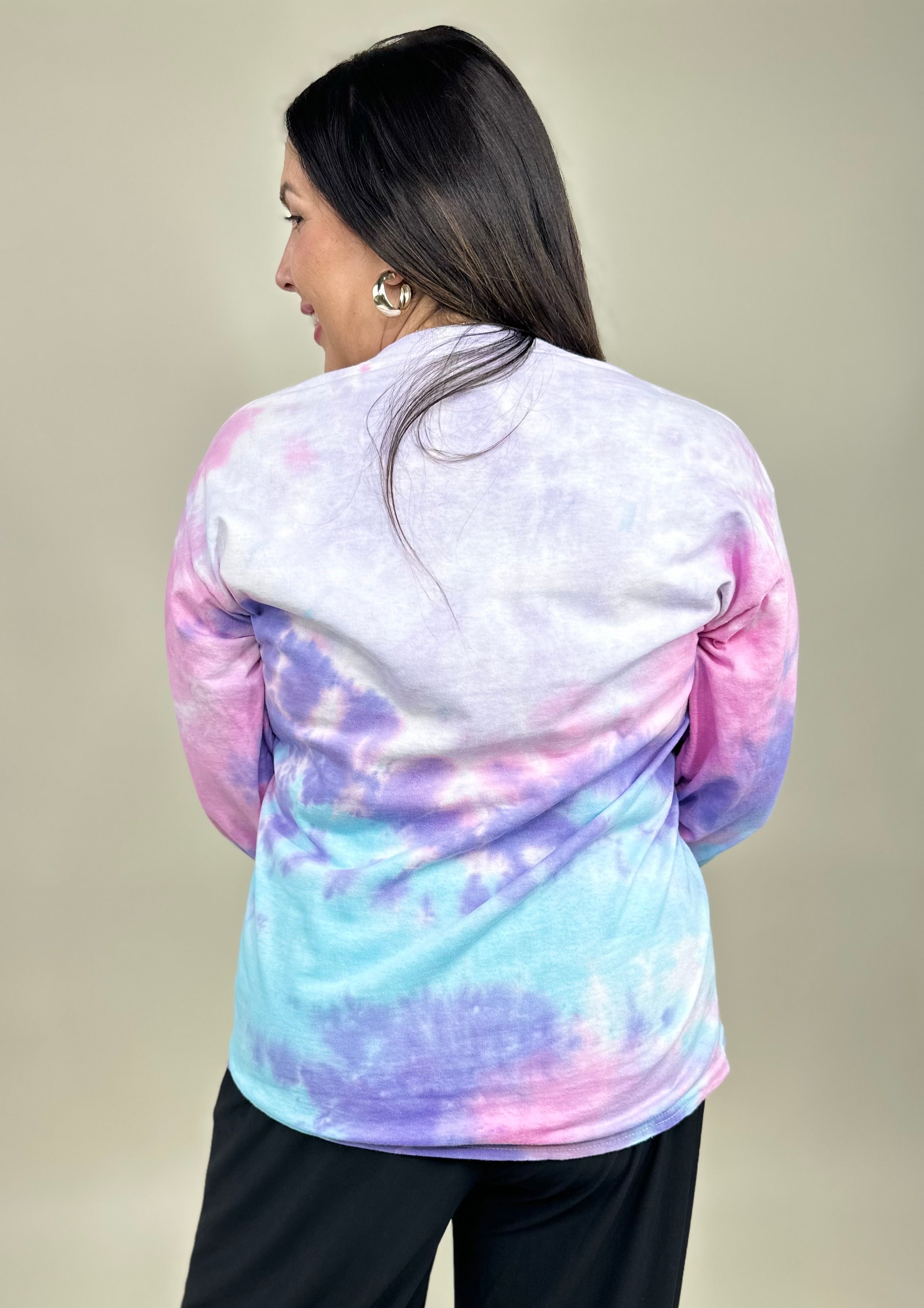 Tie Dye Spooky Babe Graphic Long Sleeve-120 Long Sleeve Tops-Heathered Boho-Heathered Boho Boutique, Women's Fashion and Accessories in Palmetto, FL