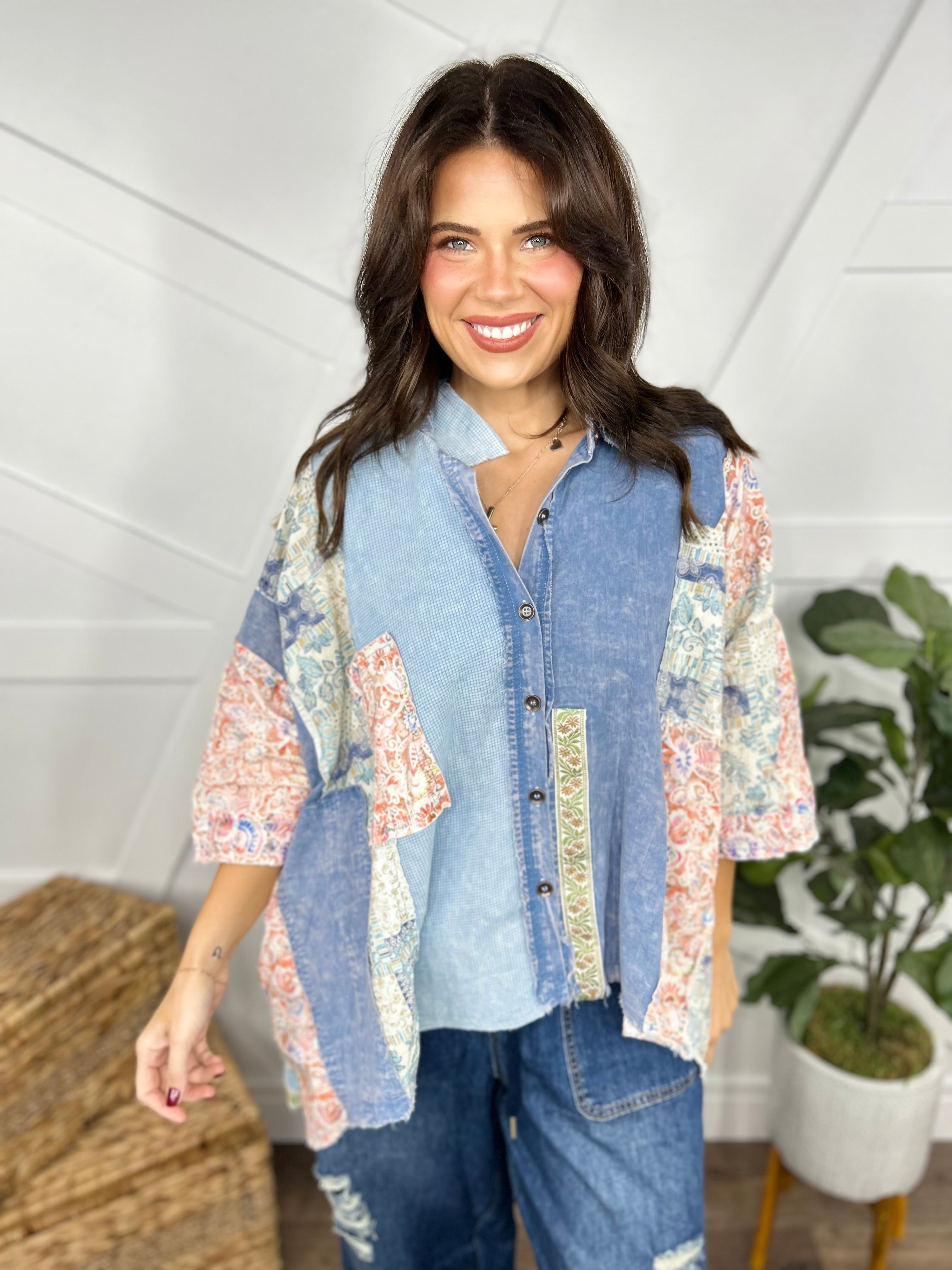 Sweet Pea Top-120 Long Sleeve Tops-BlueVelvet-Heathered Boho Boutique, Women's Fashion and Accessories in Palmetto, FL