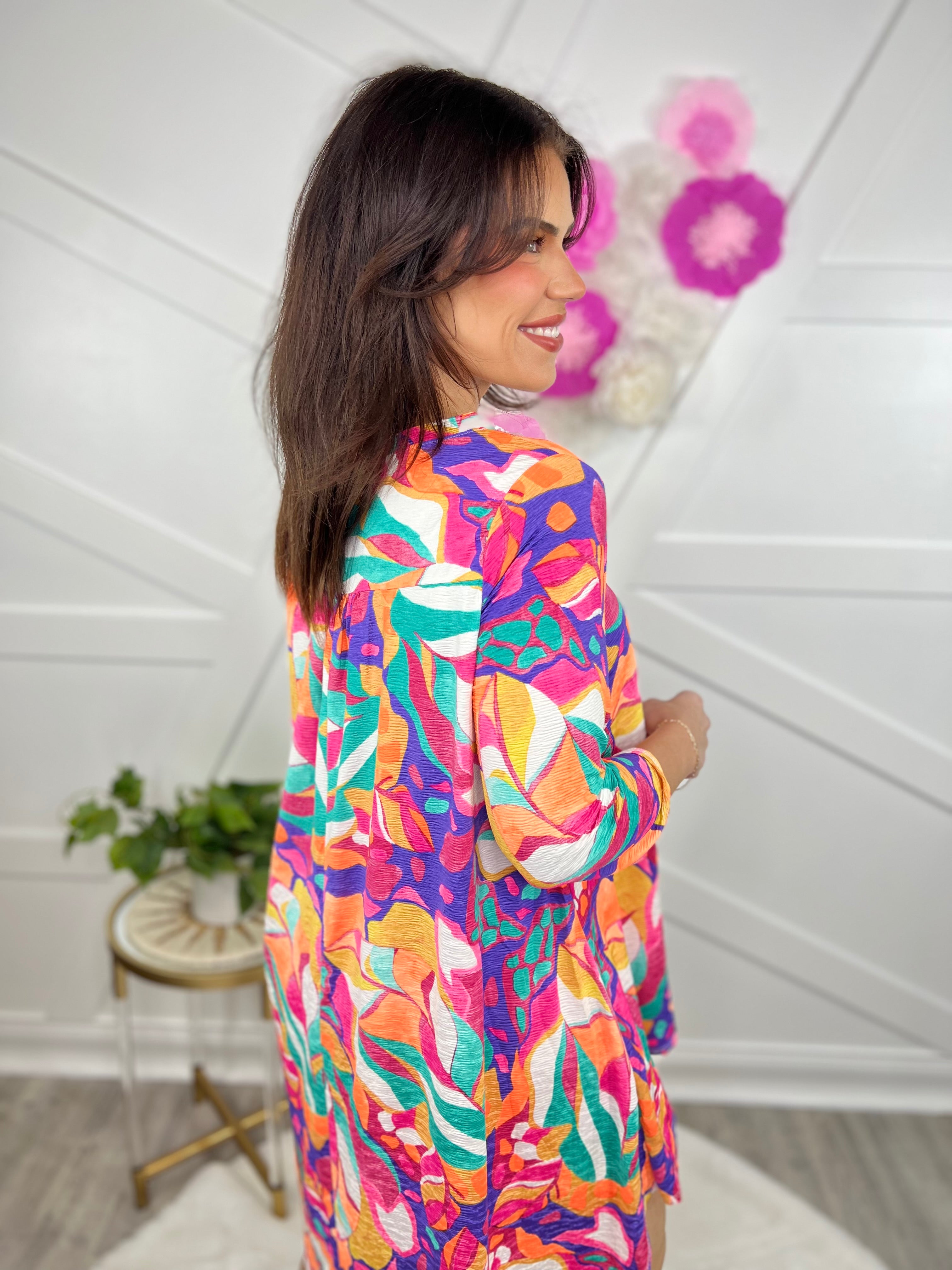 In Color Tunic Top-120 Long Sleeve Tops-Sol-Heathered Boho Boutique, Women's Fashion and Accessories in Palmetto, FL