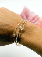 Stacked Cz Heart Shape Wire Cuff-310 Jewelry-RM Manufacturing-Heathered Boho Boutique, Women's Fashion and Accessories in Palmetto, FL