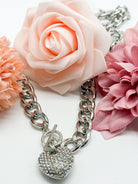 Puffy Pave Heart Necklace-310 Jewelry-RM Manufacturing-Heathered Boho Boutique, Women's Fashion and Accessories in Palmetto, FL