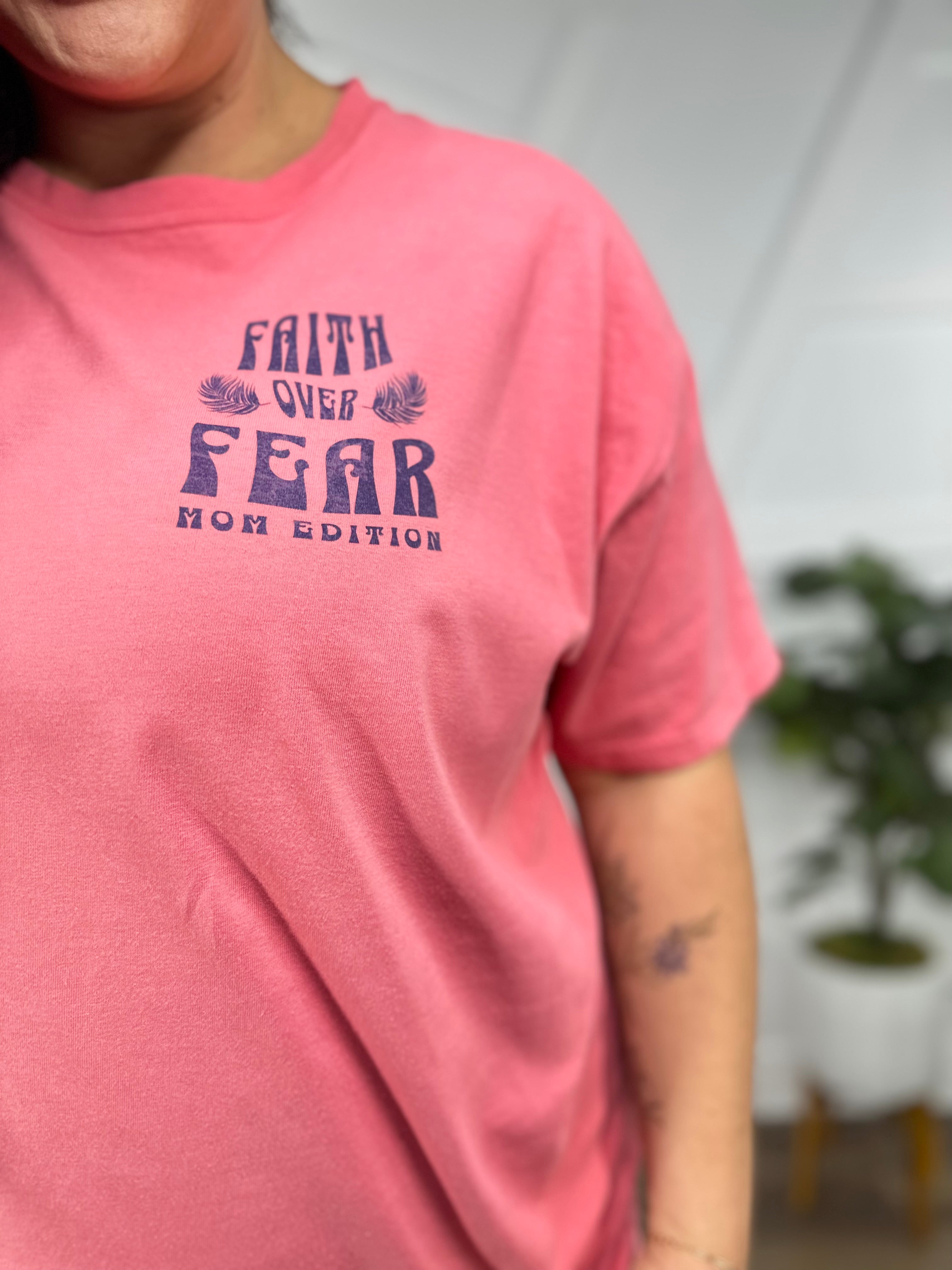 Faith Over Fear Mom Edition Graphic Tee-130 Graphic Tees-Heathered Boho-Heathered Boho Boutique, Women's Fashion and Accessories in Palmetto, FL