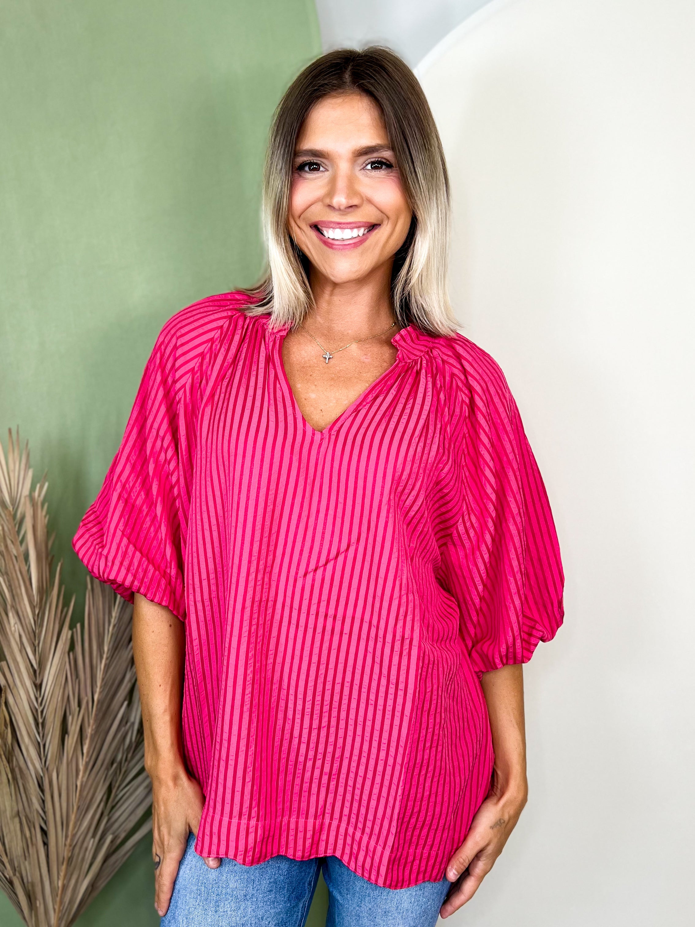 Timeless Charm Blouse-110 SHORT SLEEVE TOP-HEIMISH-Heathered Boho Boutique, Women's Fashion and Accessories in Palmetto, FL
