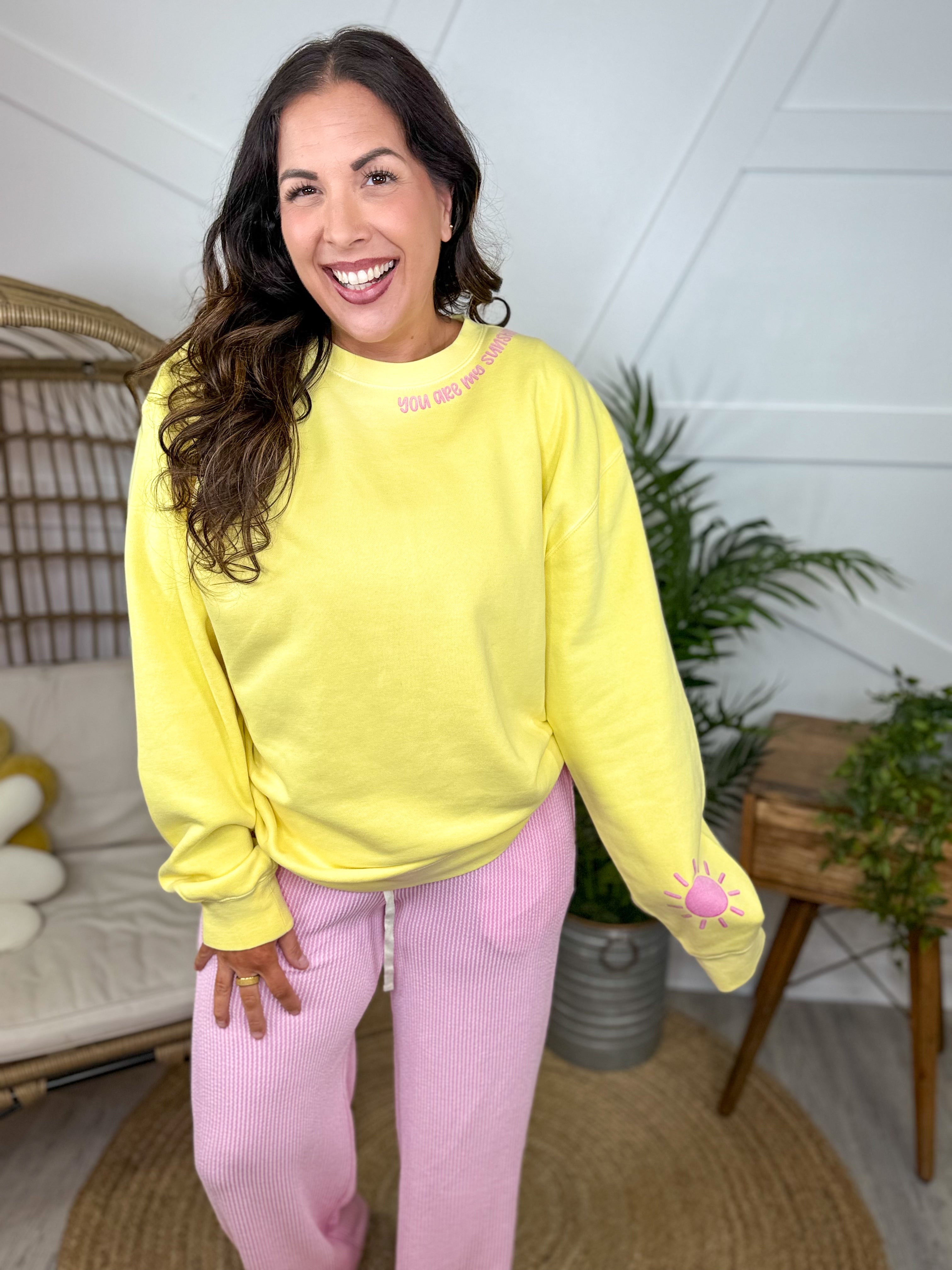 You Are My Sunshine Graphic Sweatshirt-130 Graphic Tees-Heathered Boho-Heathered Boho Boutique, Women's Fashion and Accessories in Palmetto, FL