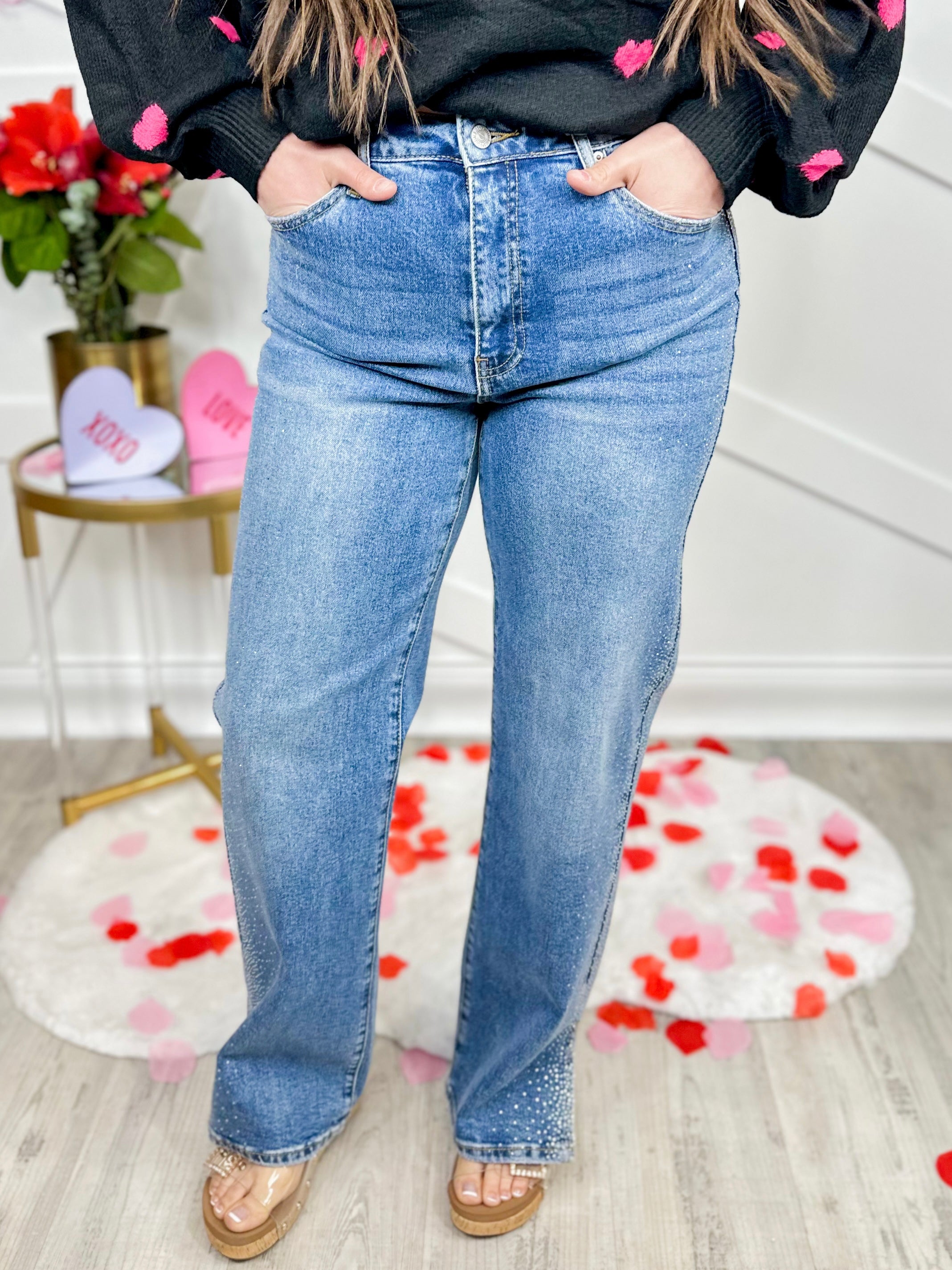 What's Her Secret Straight Leg Jeans-190 Jeans-Special A-Heathered Boho Boutique, Women's Fashion and Accessories in Palmetto, FL