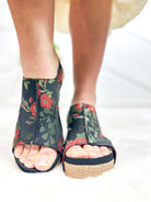 Carley Wedges - Black Red Floral-350 Shoes-Corkys-Heathered Boho Boutique, Women's Fashion and Accessories in Palmetto, FL