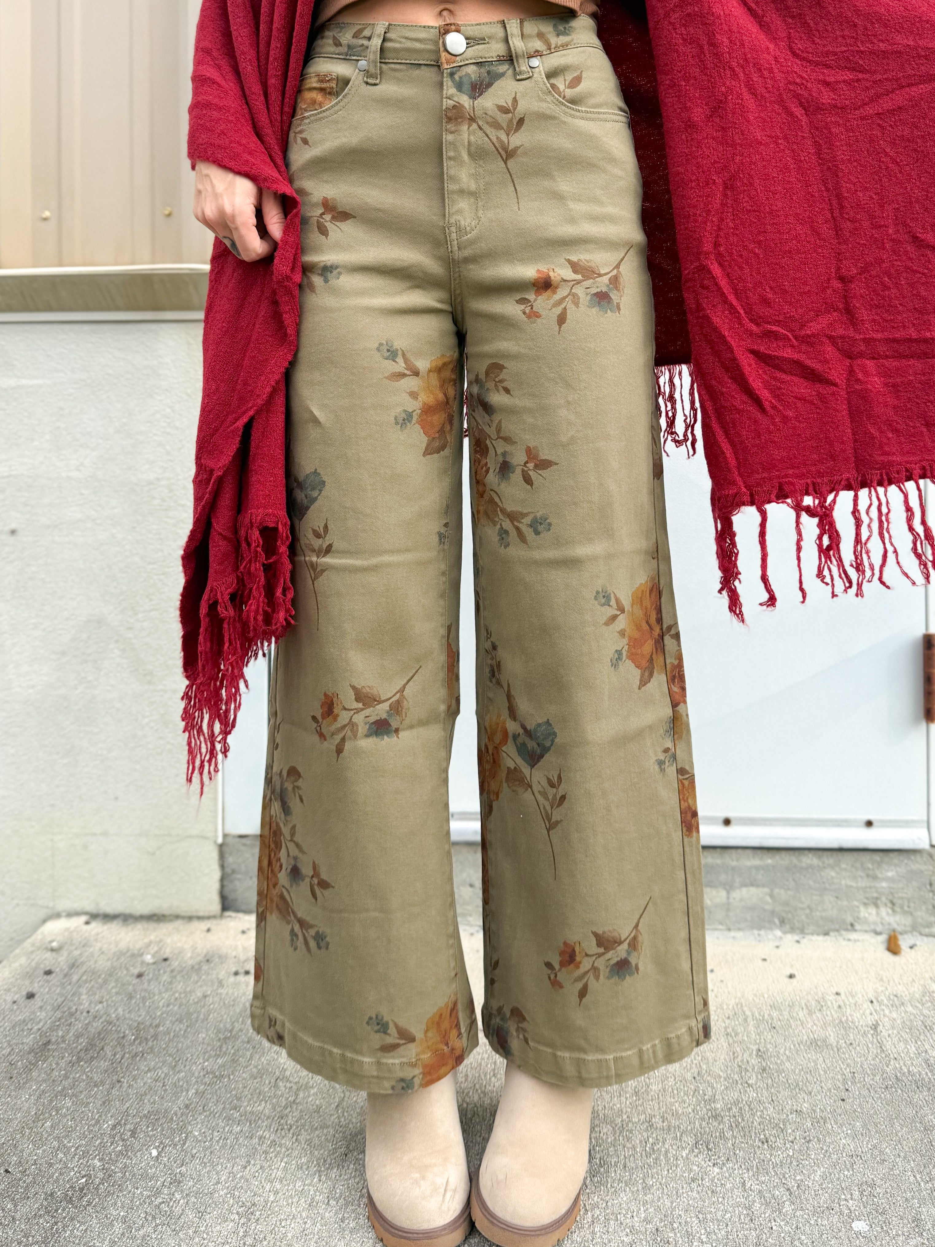 Fresh Cut Flower Pants-150 PANTS-EASEL-Heathered Boho Boutique, Women's Fashion and Accessories in Palmetto, FL