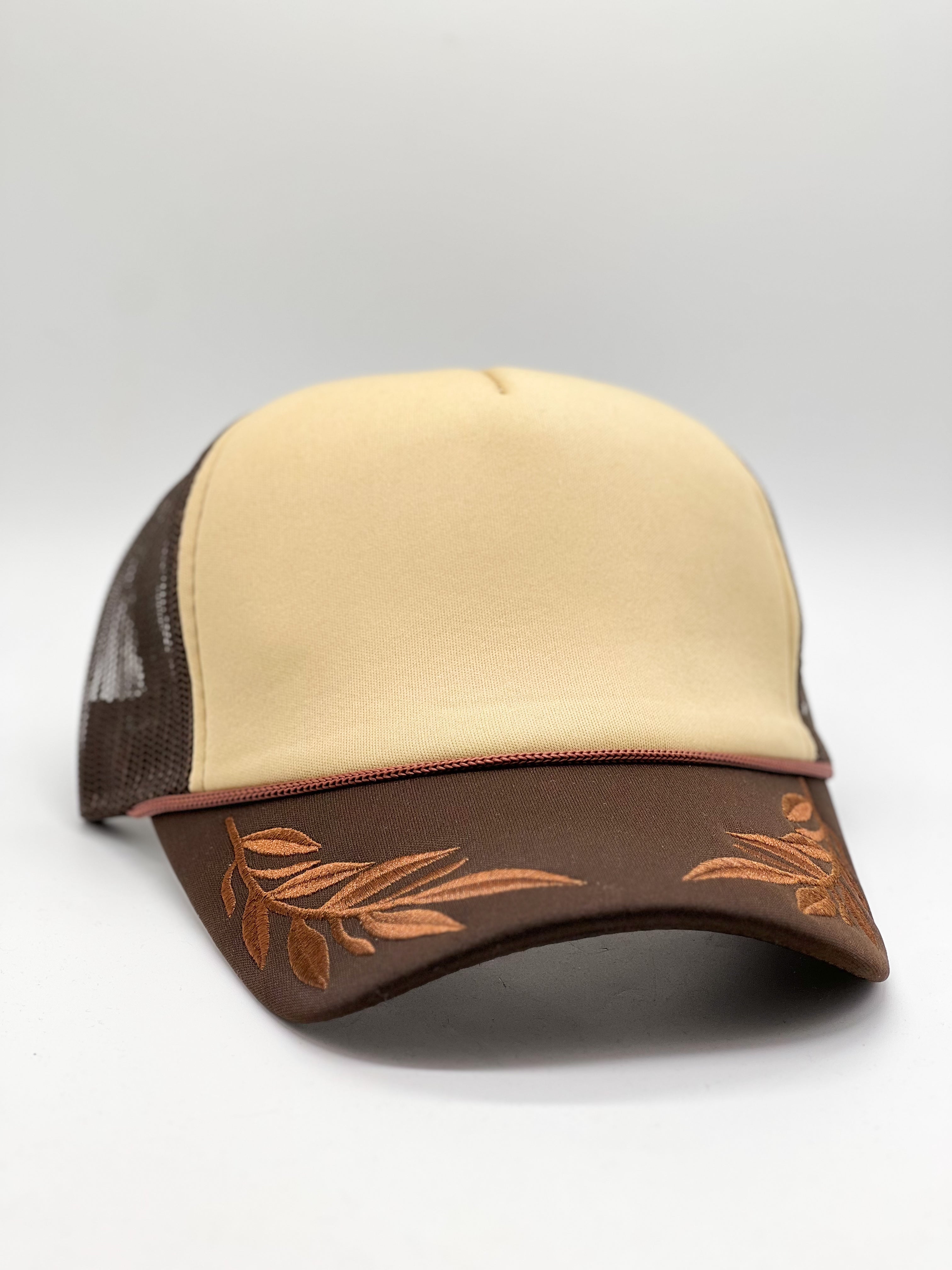 Vibes Khaki/Brown Captain Foam Trucker Hat-330 Headwear-VIBES HAT COMPANY-Heathered Boho Boutique, Women's Fashion and Accessories in Palmetto, FL