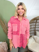 Throw Back Button Down Top-120 Long Sleeve Tops-EASEL-Heathered Boho Boutique, Women's Fashion and Accessories in Palmetto, FL