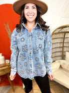 Favorite Things Floral Button Down Denim Jacket-200 JACKETS/SHACKETS-La Ros-Heathered Boho Boutique, Women's Fashion and Accessories in Palmetto, FL