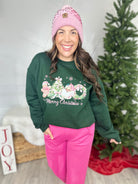 Pink Merry Christmas Graphic Sweatshirt-125 Sweater-Heathered Boho-Heathered Boho Boutique, Women's Fashion and Accessories in Palmetto, FL