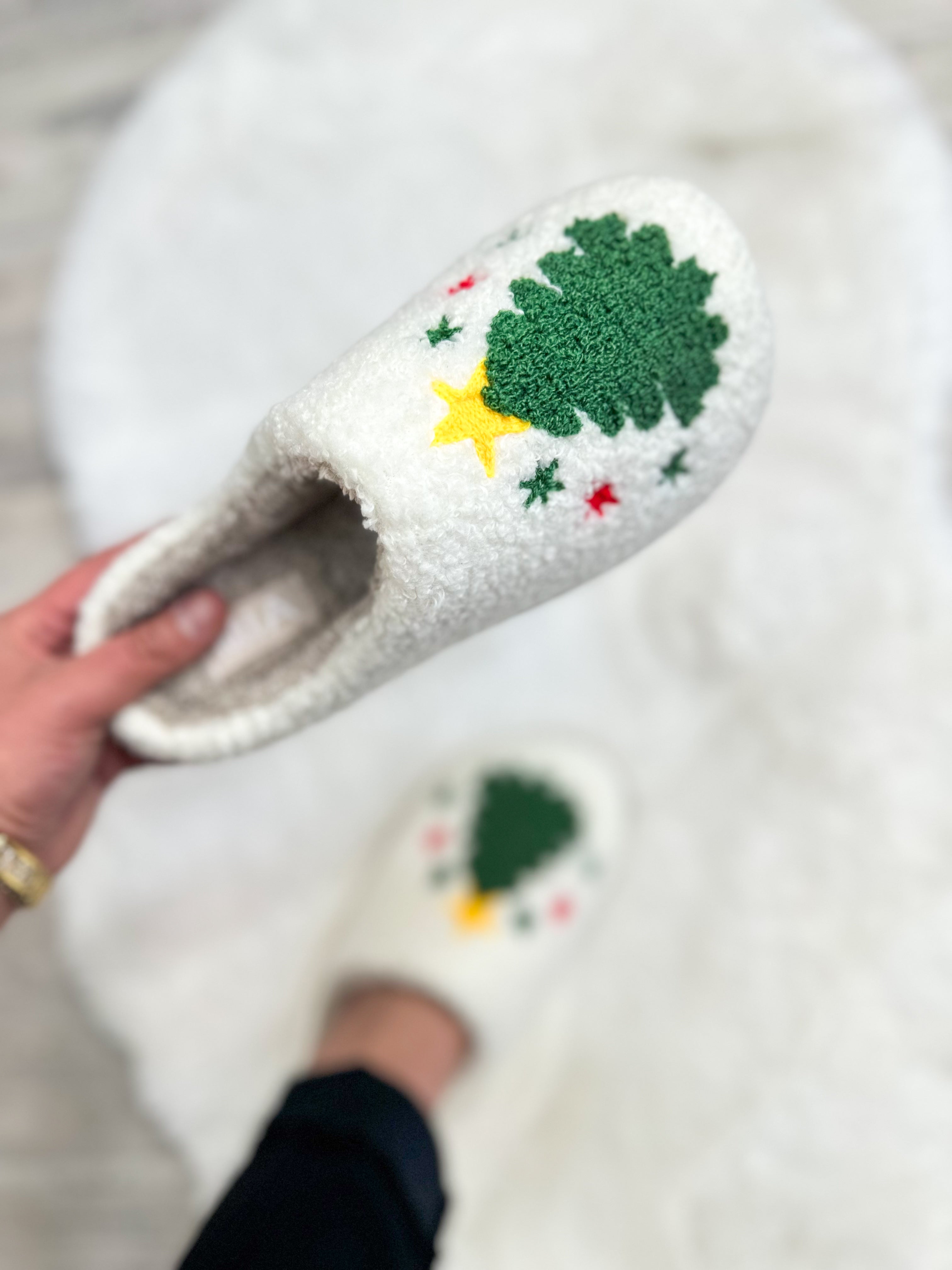 Black Friday Deal: Christmas Tree Cozi Slippers-350 Shoes-Mia Shoes-Heathered Boho Boutique, Women's Fashion and Accessories in Palmetto, FL