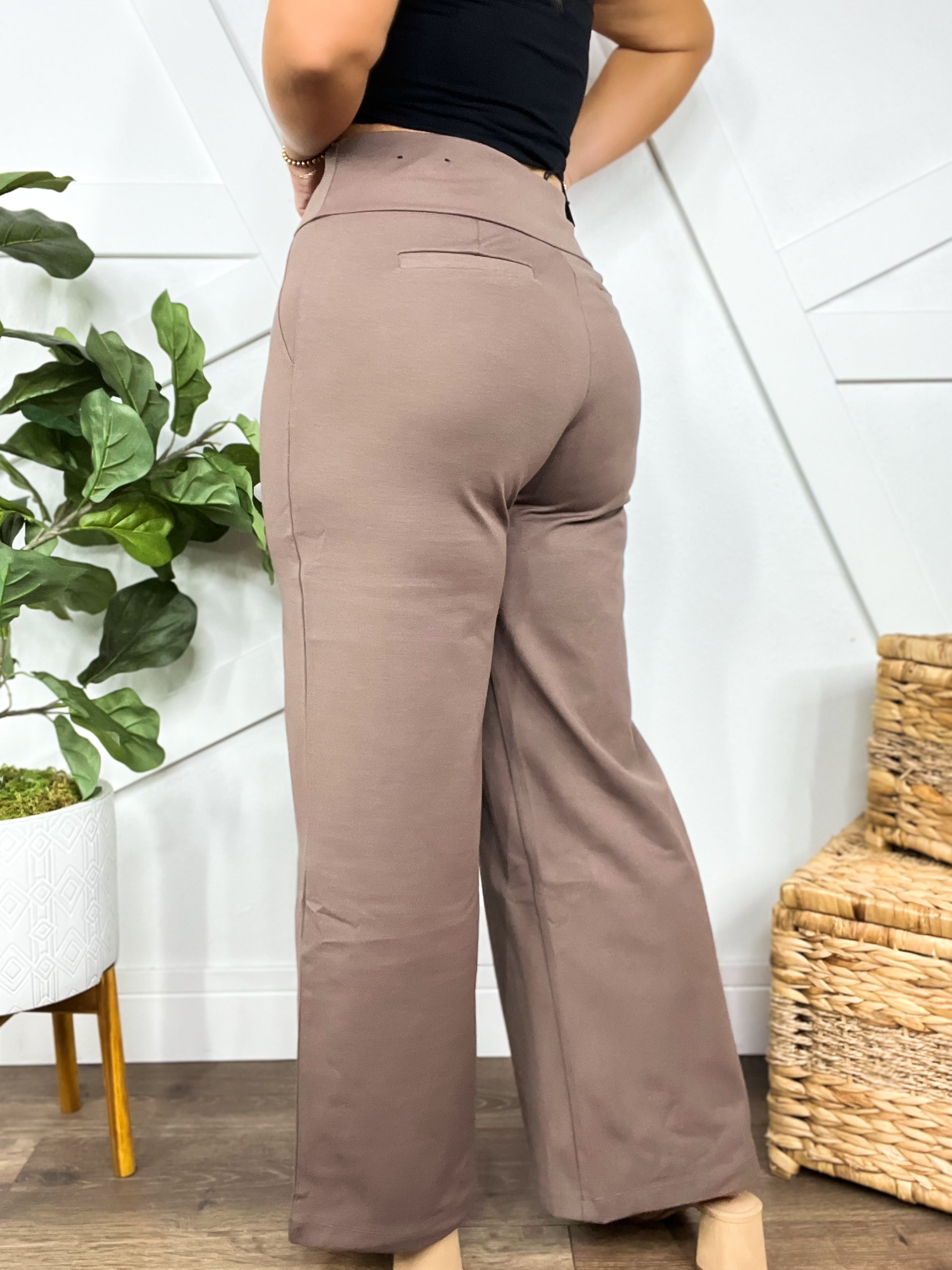 Out of the Office Pants- Dark Mocha-150 PANTS-DEAR SCARLETT-Heathered Boho Boutique, Women's Fashion and Accessories in Palmetto, FL