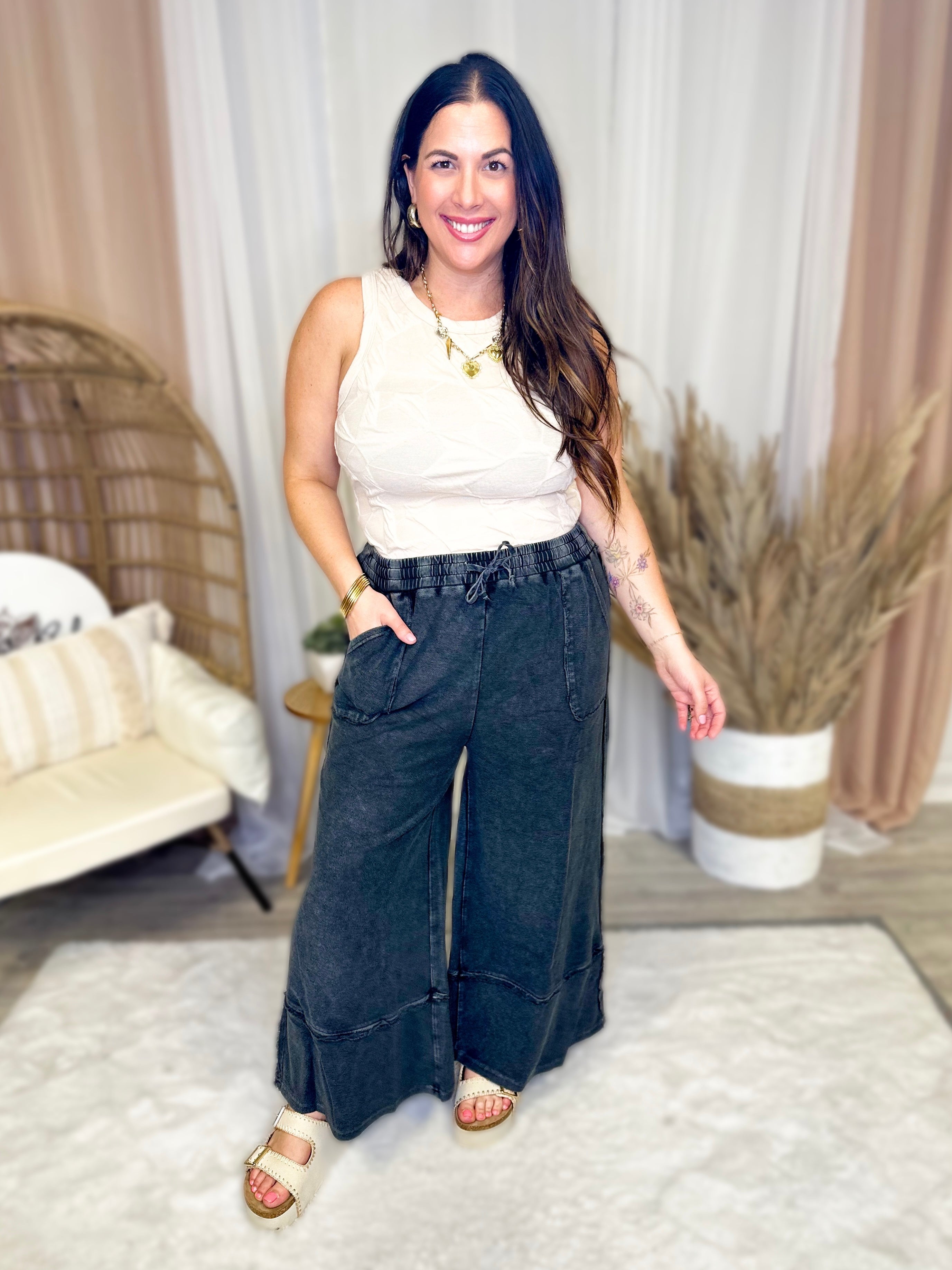 Restock : Party Time Palazzo Pants-150 PANTS-Easel-Heathered Boho Boutique, Women's Fashion and Accessories in Palmetto, FL