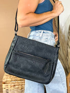 Swirled Flower Messenger Bag-320 Bags-Tops Handbags-Heathered Boho Boutique, Women's Fashion and Accessories in Palmetto, FL