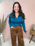 Lush Half Zip Long Sleeve Top-120 Long Sleeve Tops-Heathered Boho-Heathered Boho Boutique, Women's Fashion and Accessories in Palmetto, FL