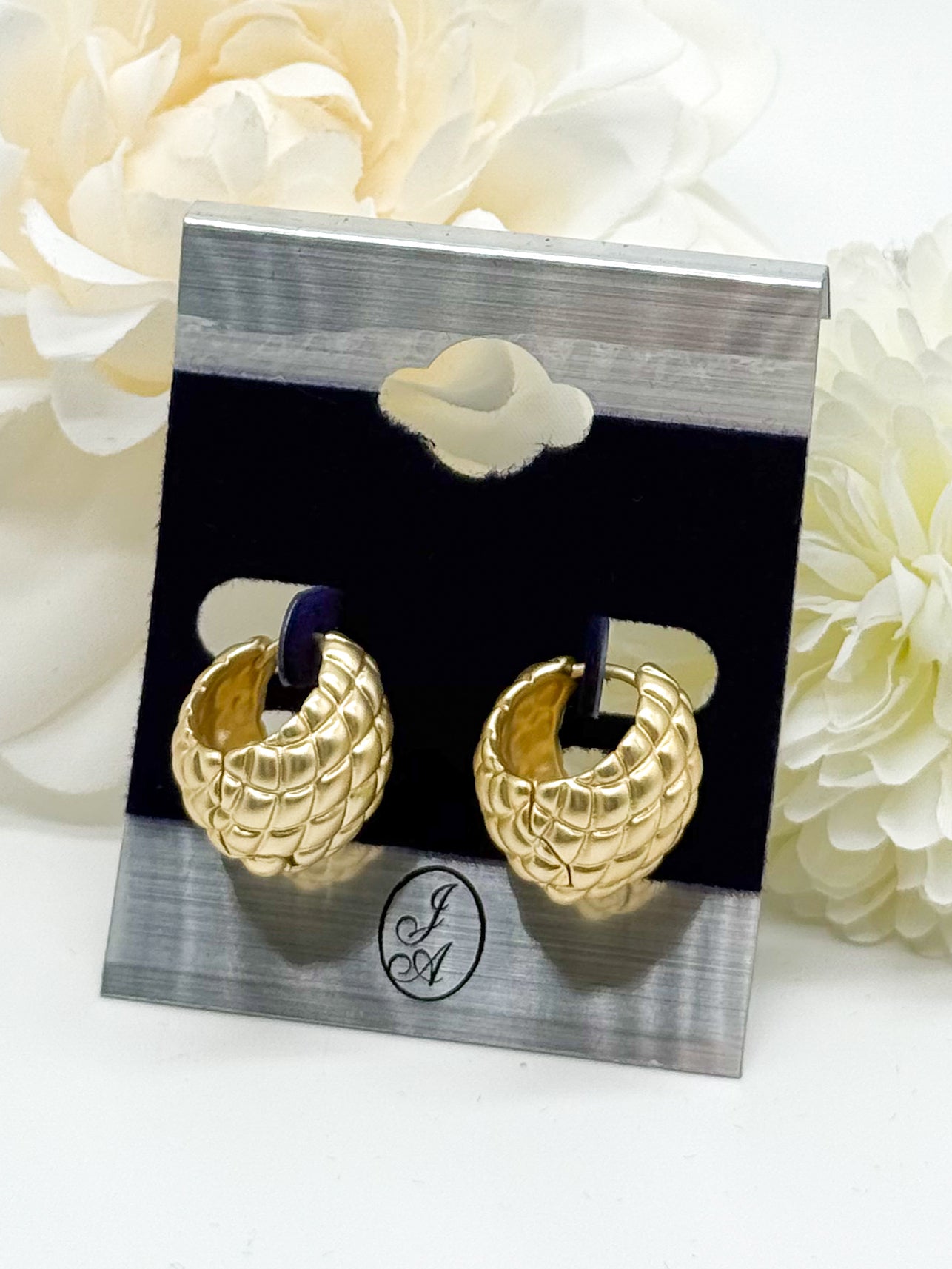 Basket Weave Designer Huggies-310 Jewelry-Joseph Anthony NY, Inc-Heathered Boho Boutique, Women's Fashion and Accessories in Palmetto, FL