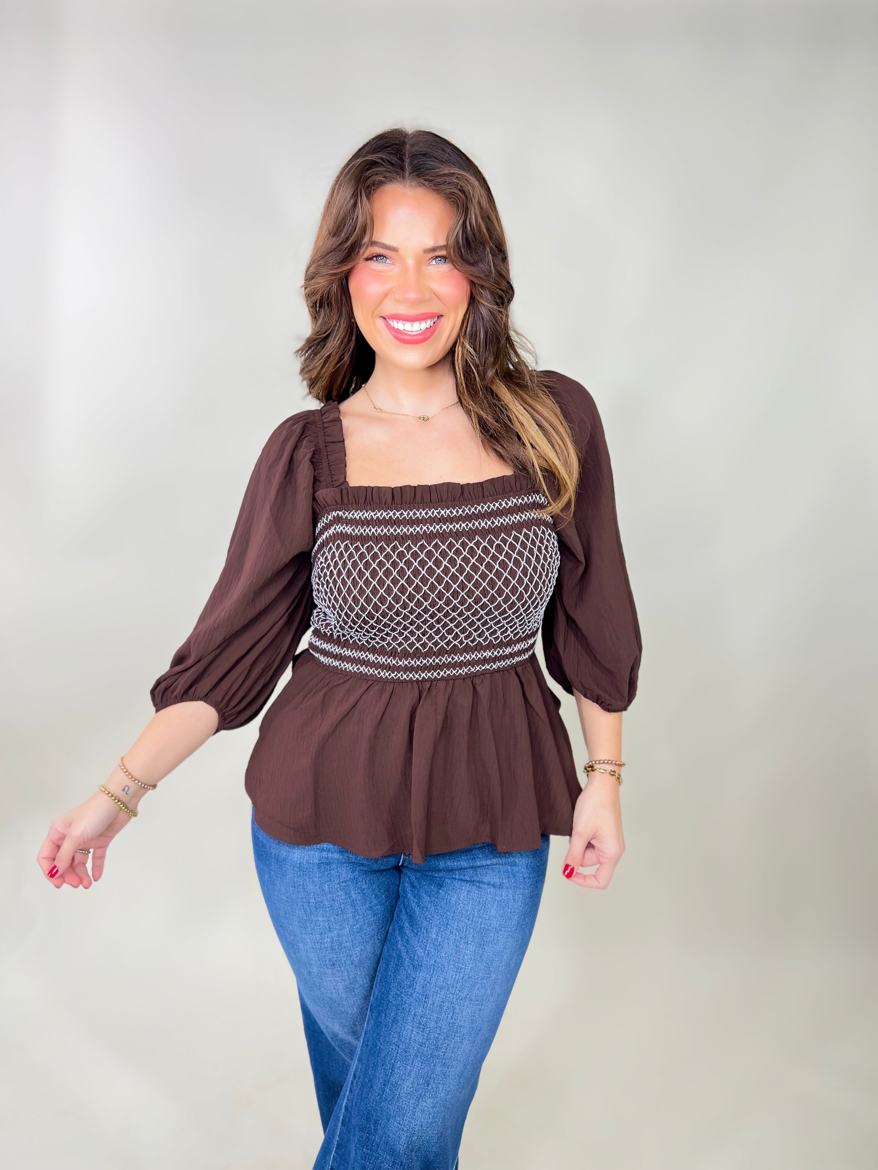 In Your Gaze Top-120 Long Sleeve Tops-Oddi-Heathered Boho Boutique, Women's Fashion and Accessories in Palmetto, FL