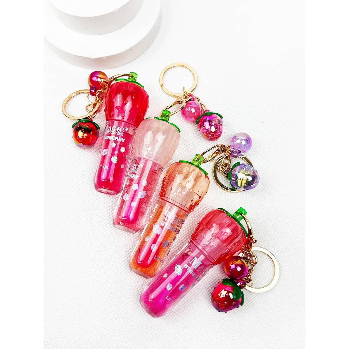 Strawberry Charm Keychain Lip Gloss Set-340 Other Accessories-Love and Repeat-Heathered Boho Boutique, Women's Fashion and Accessories in Palmetto, FL