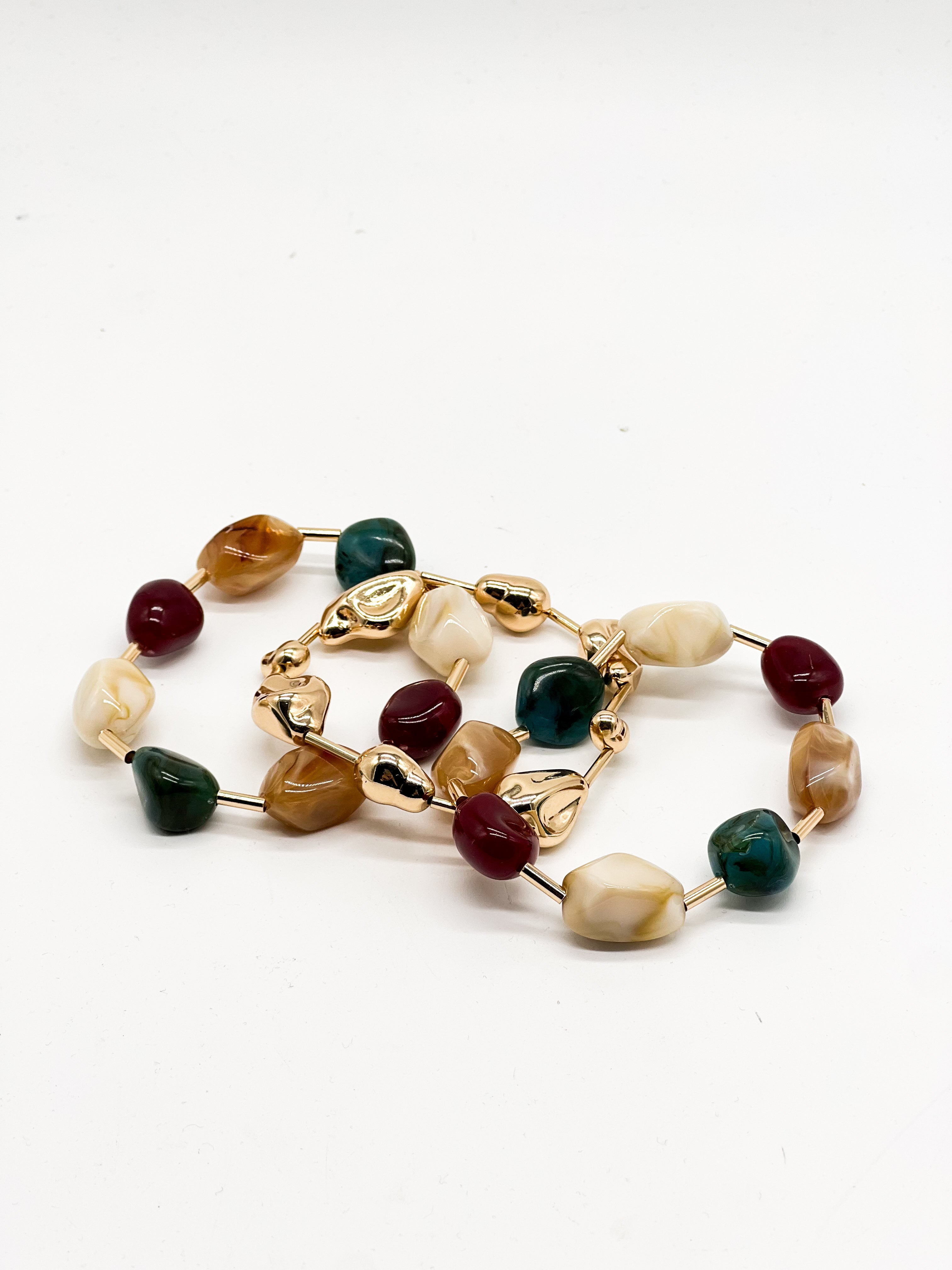 Irregular Metallic And Acrylic Beaded Bracelet Set-310 Jewelry-Fame Accessories-Heathered Boho Boutique, Women's Fashion and Accessories in Palmetto, FL