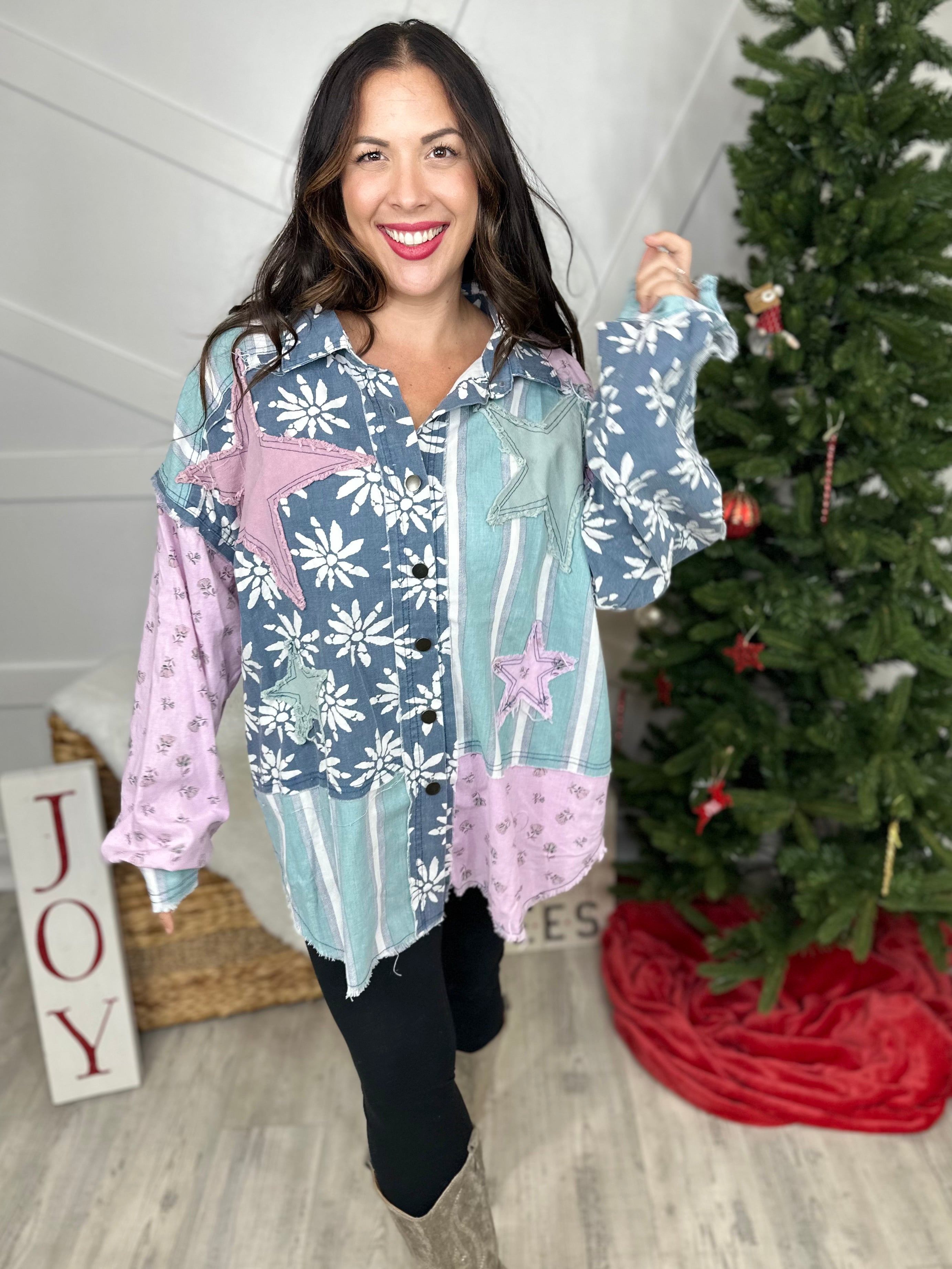 In the Stars Top-200 Jackets/Shackets-BlueVelvet-Heathered Boho Boutique, Women's Fashion and Accessories in Palmetto, FL