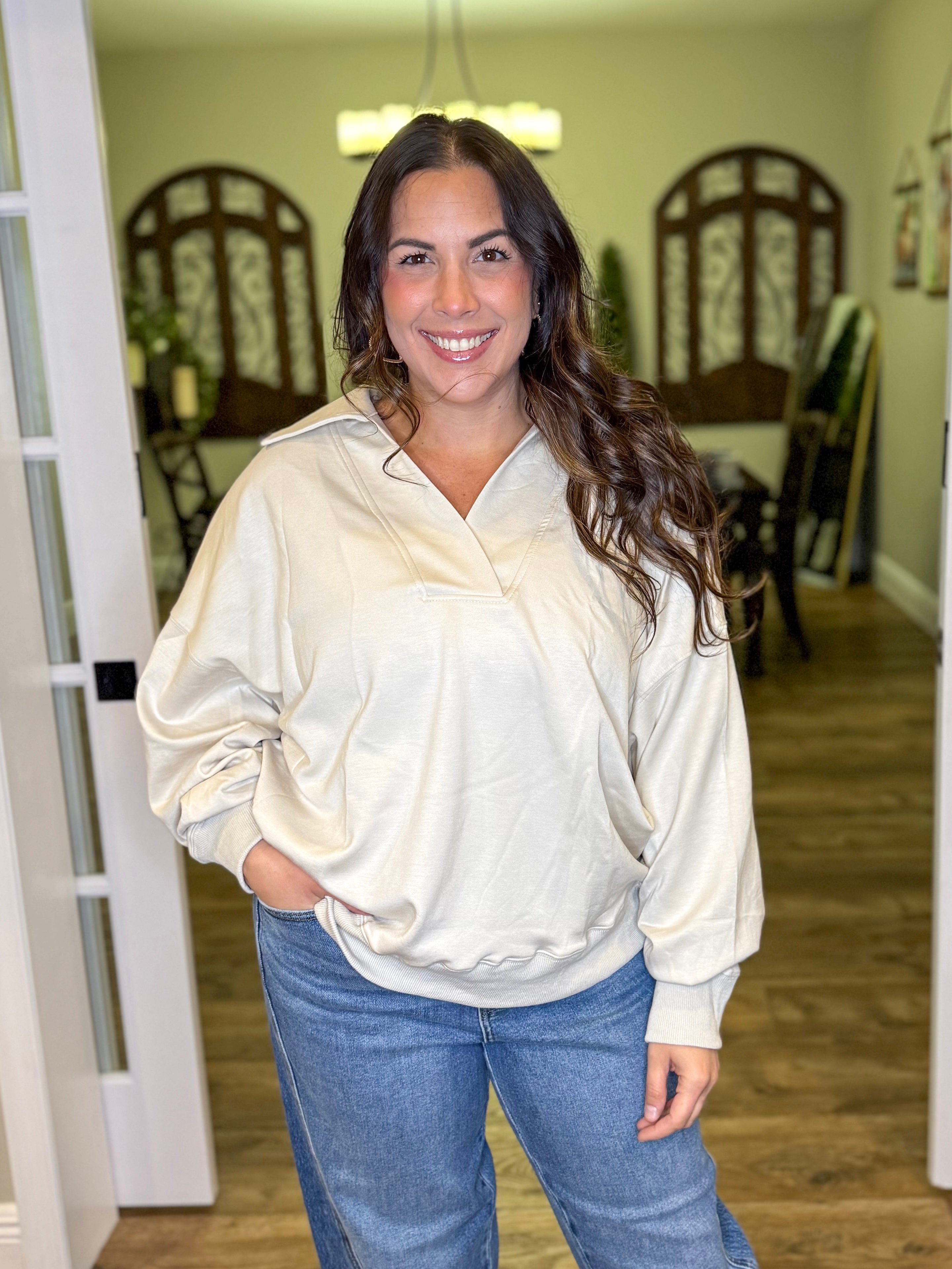 Stay Awhile Pullover-120 LONG SLEEVE TOPS-UMGEE-Heathered Boho Boutique, Women's Fashion and Accessories in Palmetto, FL