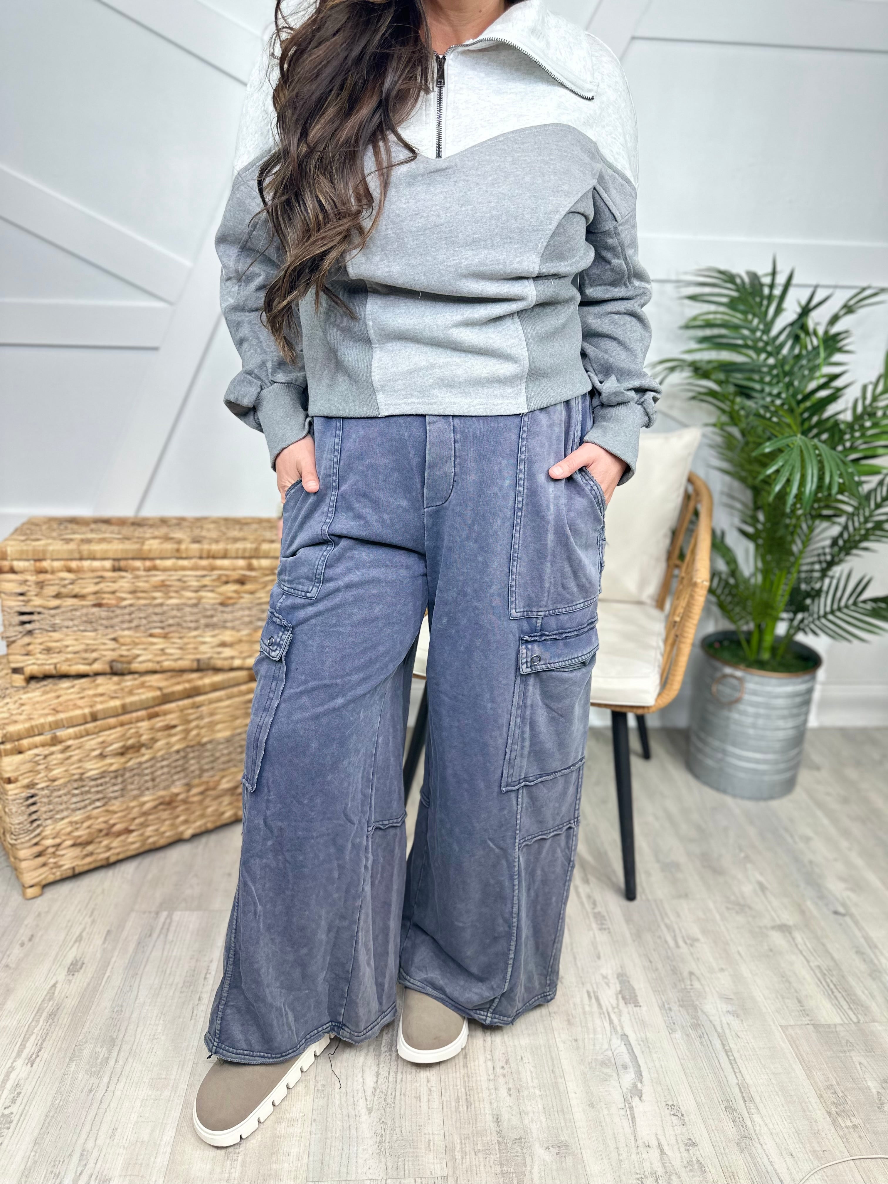 On a Dime Cargo Pants-150 PANTS-Davi & Dani-Heathered Boho Boutique, Women's Fashion and Accessories in Palmetto, FL