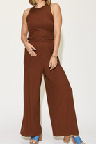 Basic Bae Full Size Ribbed Tank and Wide Leg Pants Set-Sets-Trendsi-Heathered Boho Boutique, Women's Fashion and Accessories in Palmetto, FL