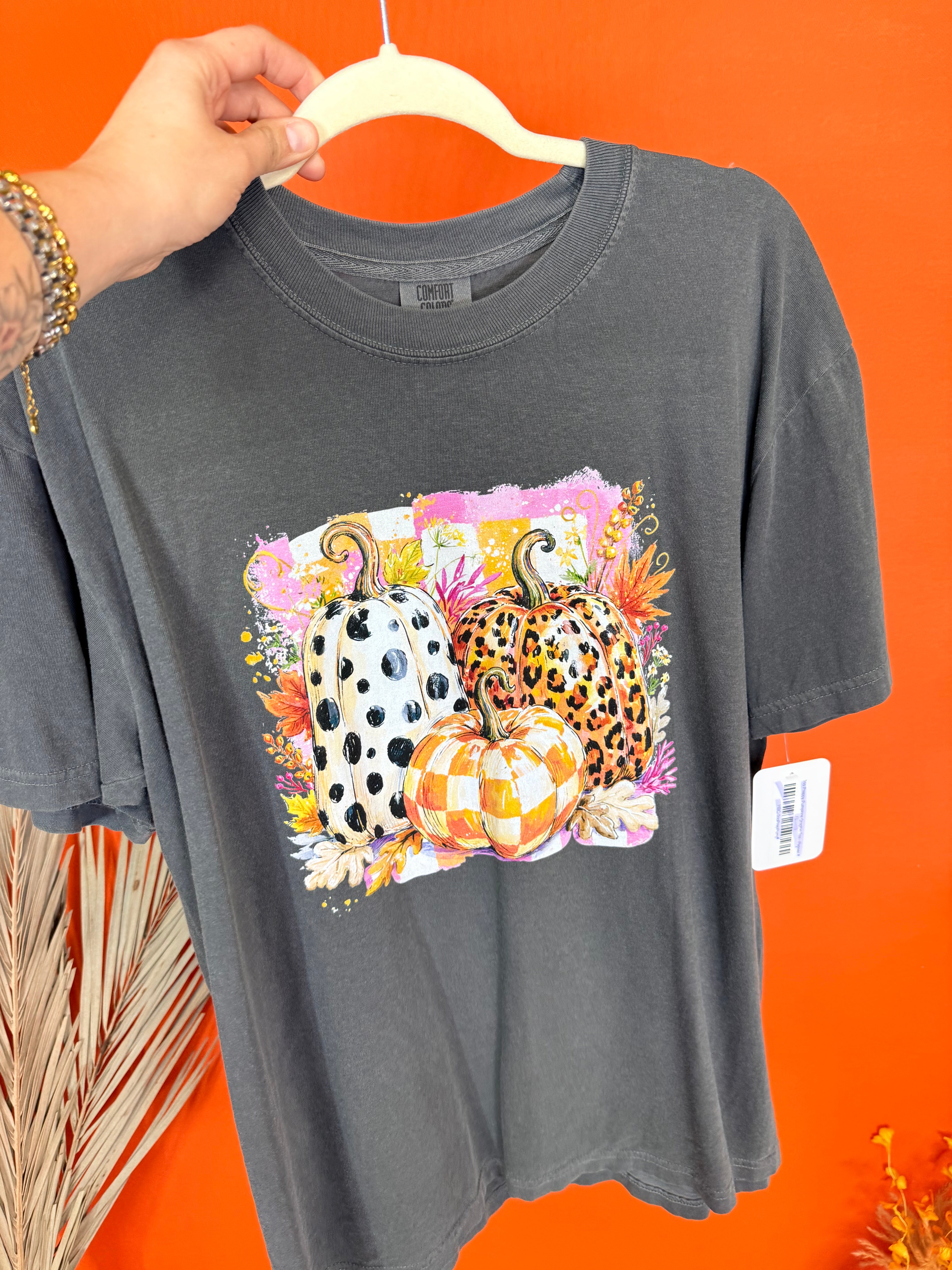 Trio Preppy Pumpkins Graphic Tee-130 Graphic Tees-Heathered Boho-Heathered Boho Boutique, Women's Fashion and Accessories in Palmetto, FL