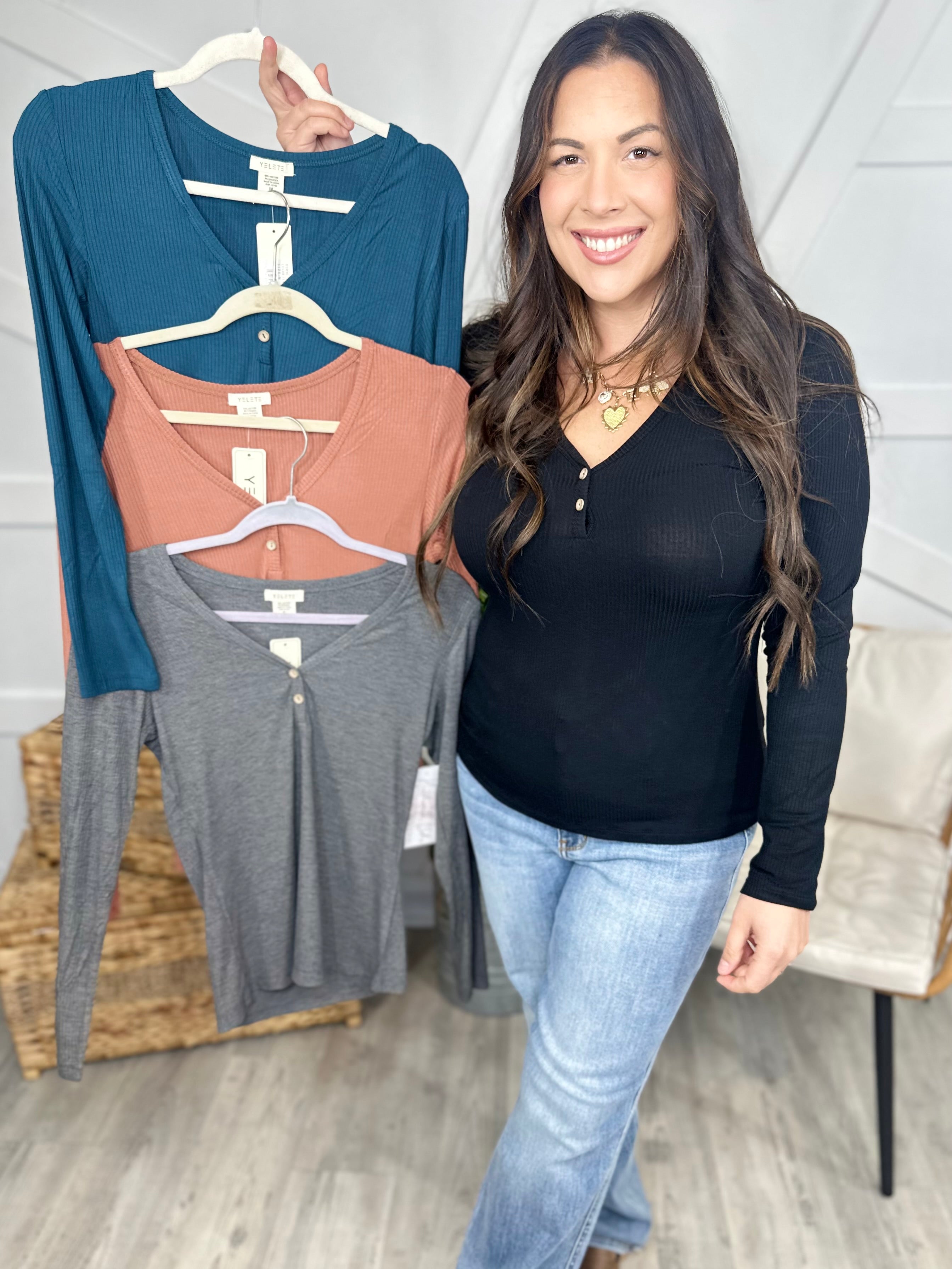 Daily Moves Long Sleeve Top-120 Long Sleeve Tops-YELETE-Heathered Boho Boutique, Women's Fashion and Accessories in Palmetto, FL