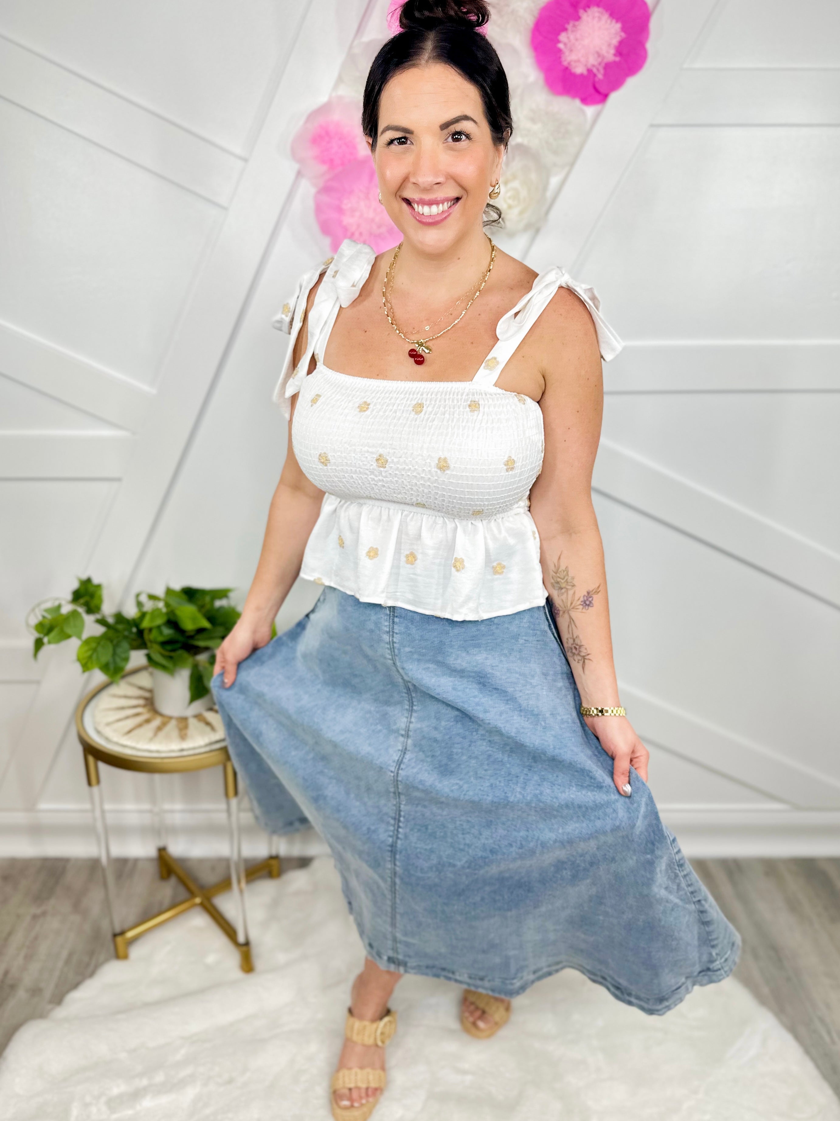 Big Ideas Denim Skirt-170 Skort/ Skirt-Polagram-Heathered Boho Boutique, Women's Fashion and Accessories in Palmetto, FL