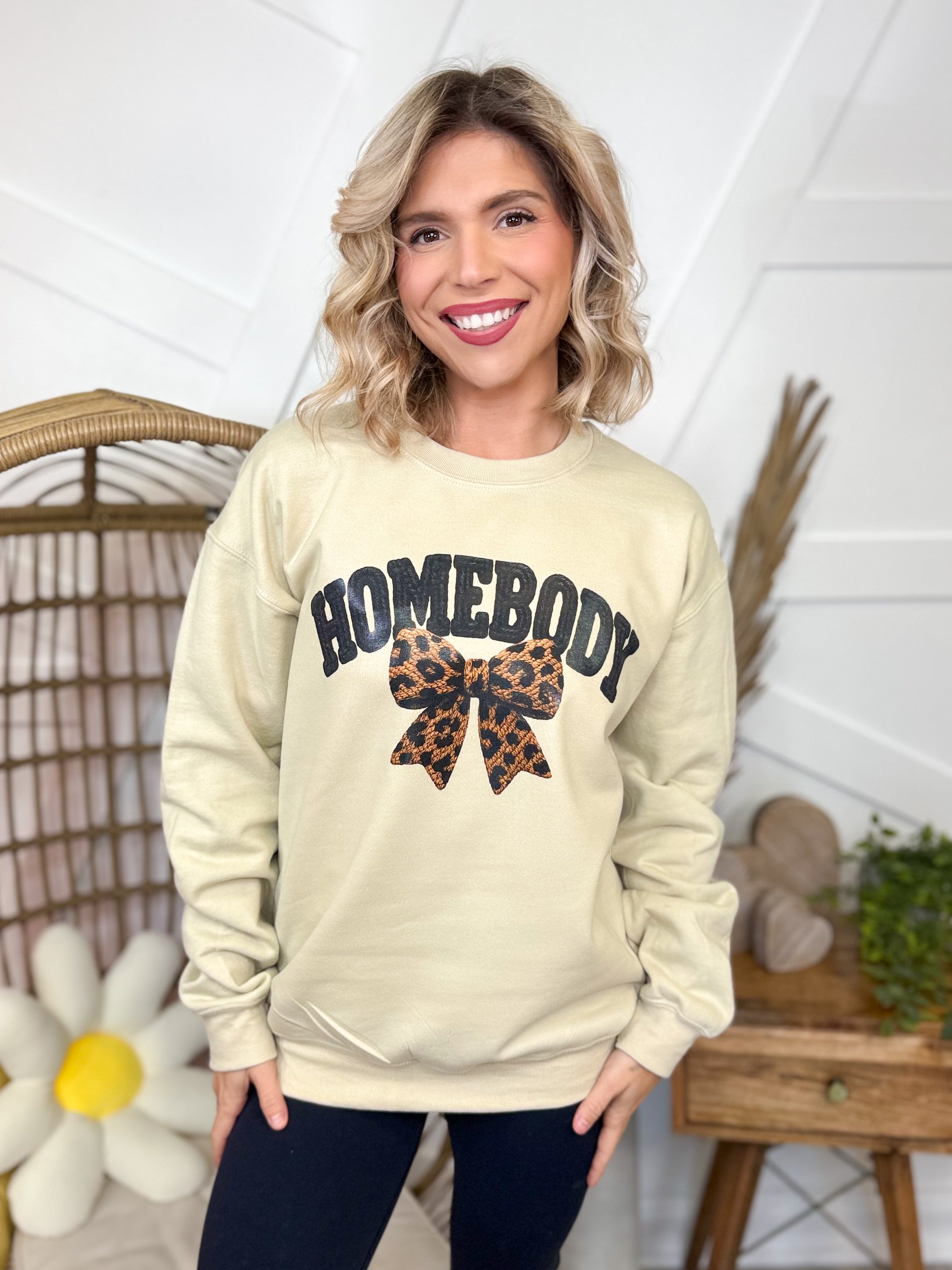Homebody Graphic Sweatshirt-130 Graphic Tees-Heathered Boho-Heathered Boho Boutique, Women's Fashion and Accessories in Palmetto, FL
