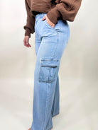 Easy Come Easy Go Cargo Jeans-150 PANTS-Risen Jeans-Heathered Boho Boutique, Women's Fashion and Accessories in Palmetto, FL