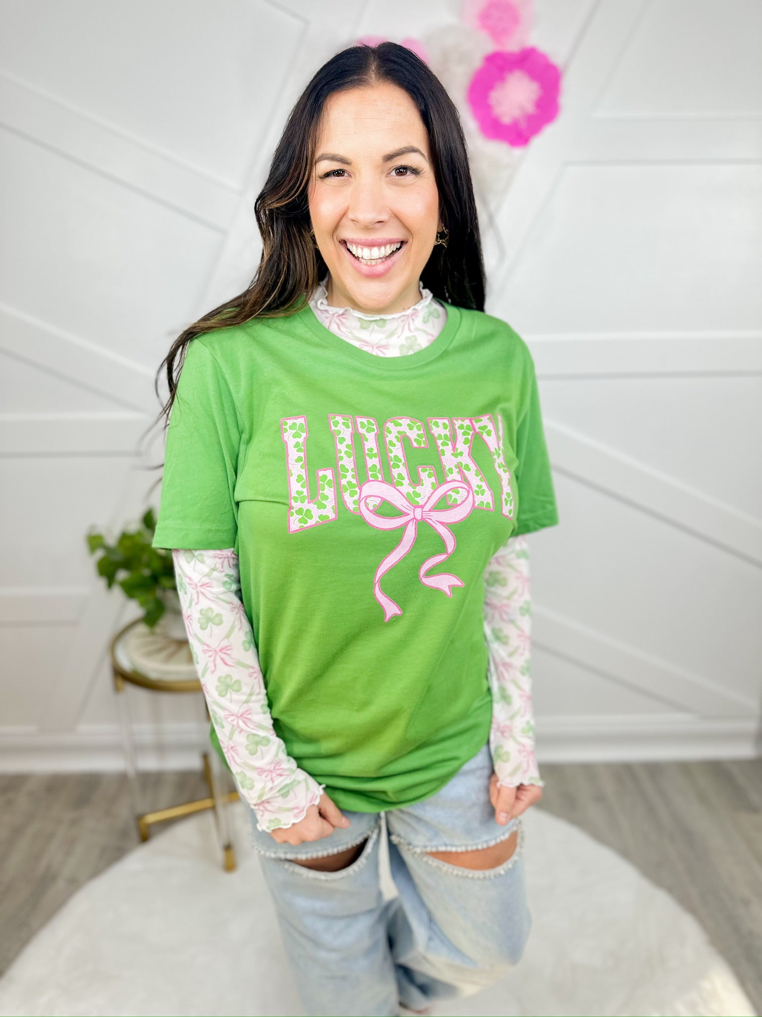 Coquette Lucky Graphic Tee-130 Graphic Tees-Heathered Boho-Heathered Boho Boutique, Women's Fashion and Accessories in Palmetto, FL